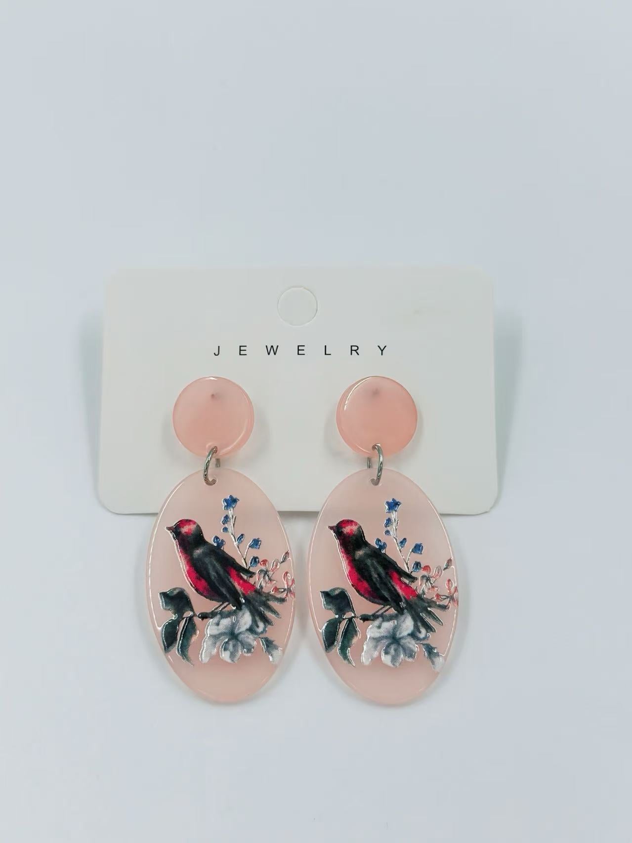 Blush Songbird Oval Earrings