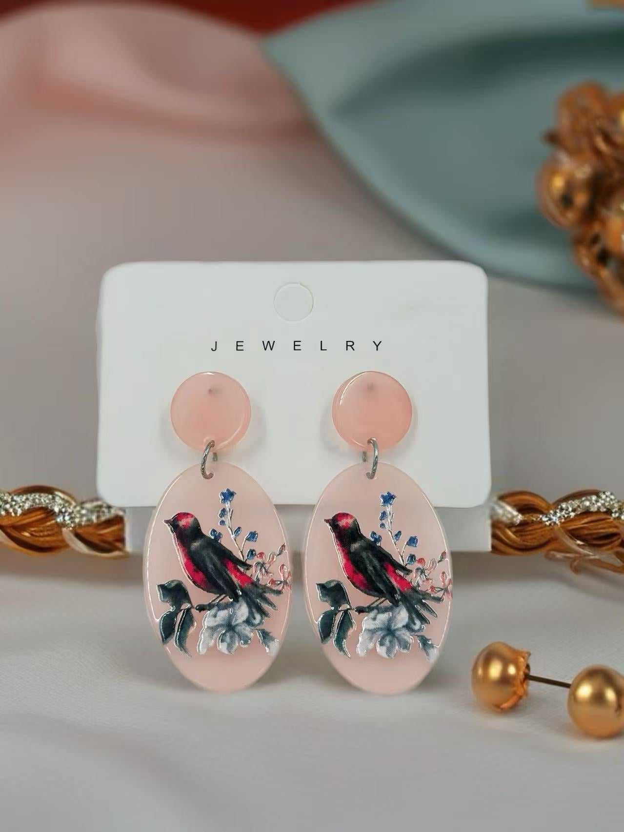 Blush Songbird Oval Earrings