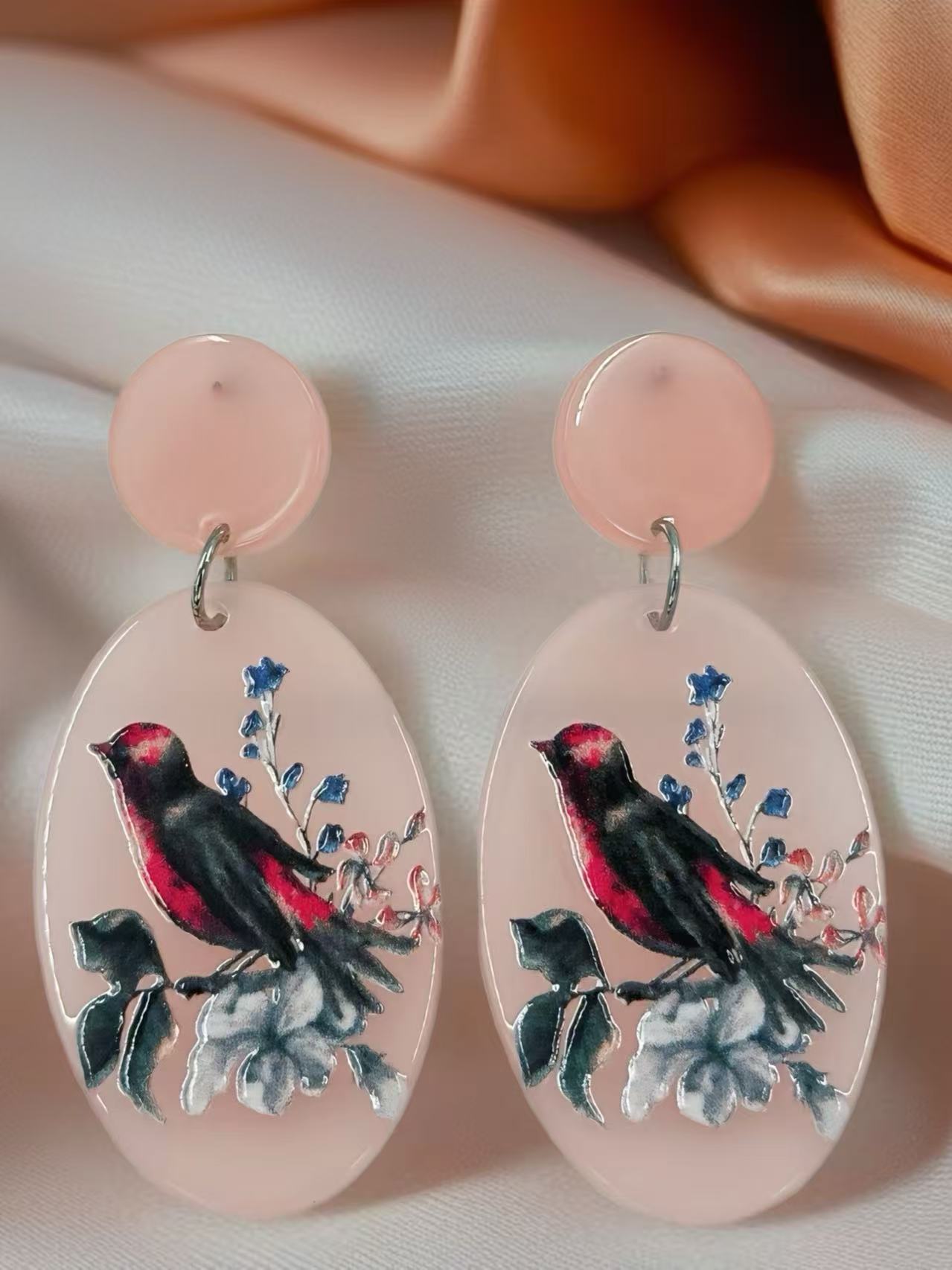 Blush Songbird Oval Earrings