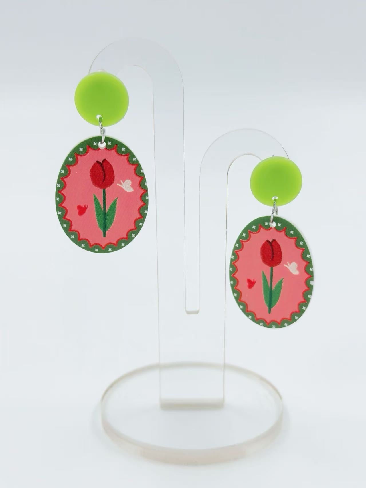 Tulip Love Oval Earrings