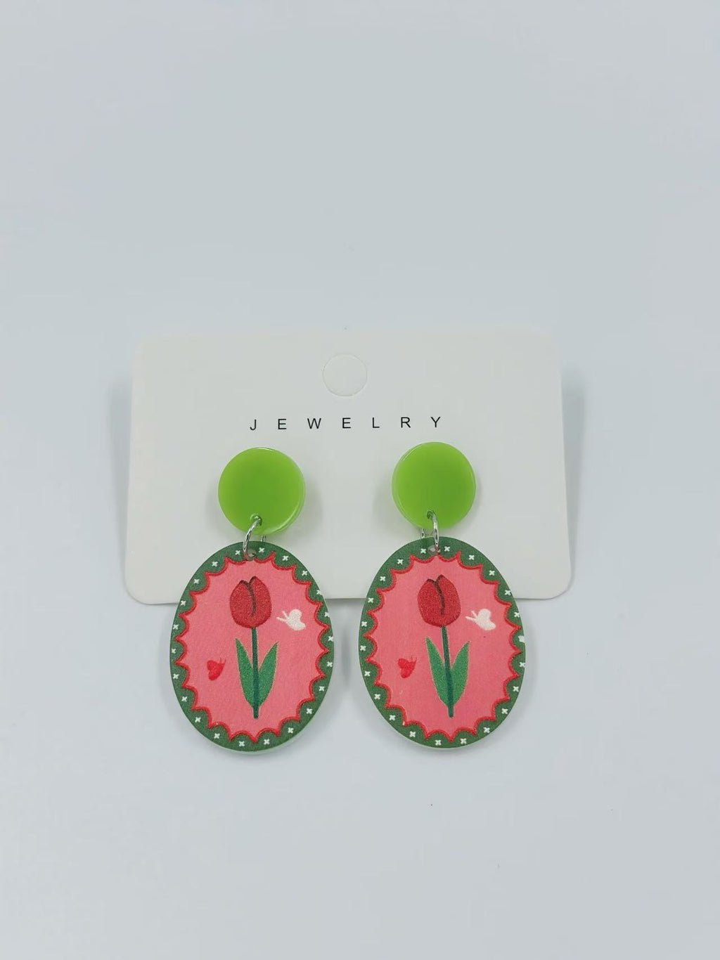 Tulip Love Oval Earrings