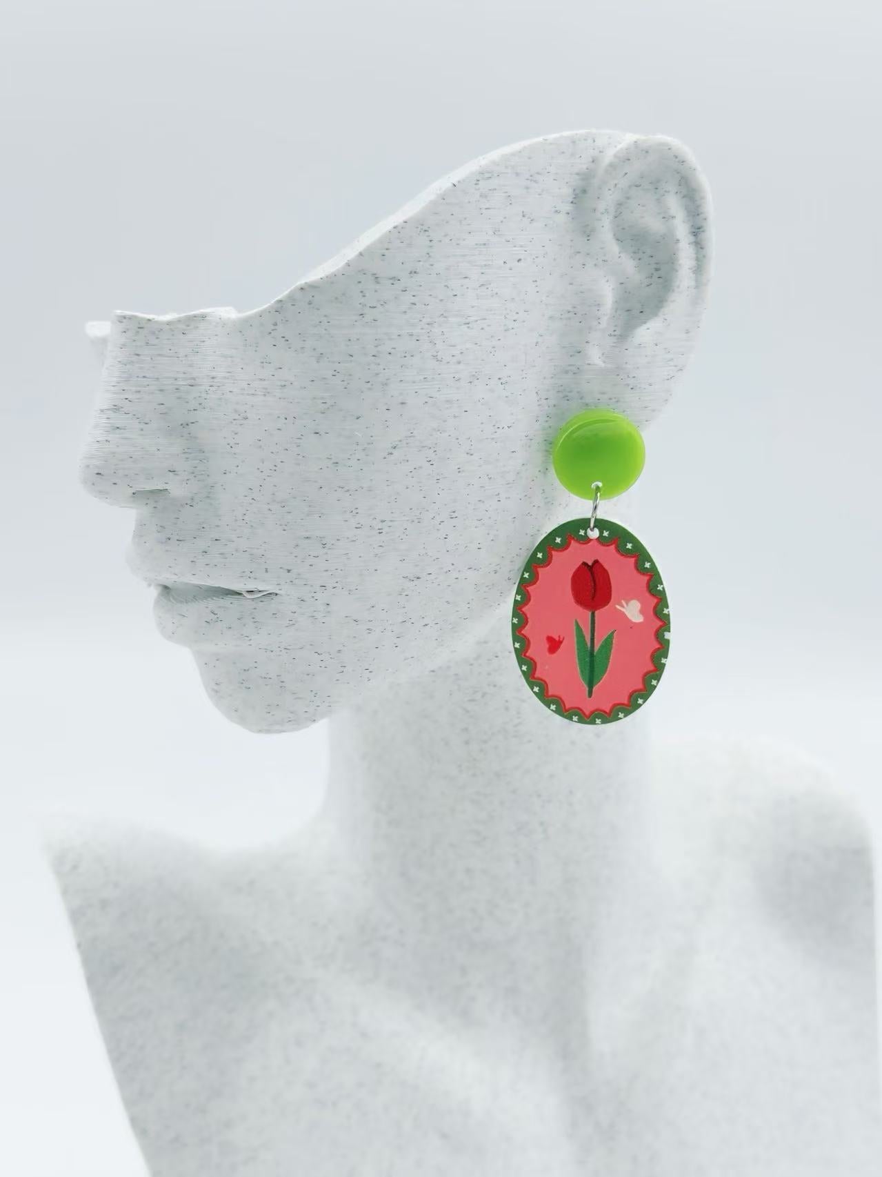 Tulip Love Oval Earrings