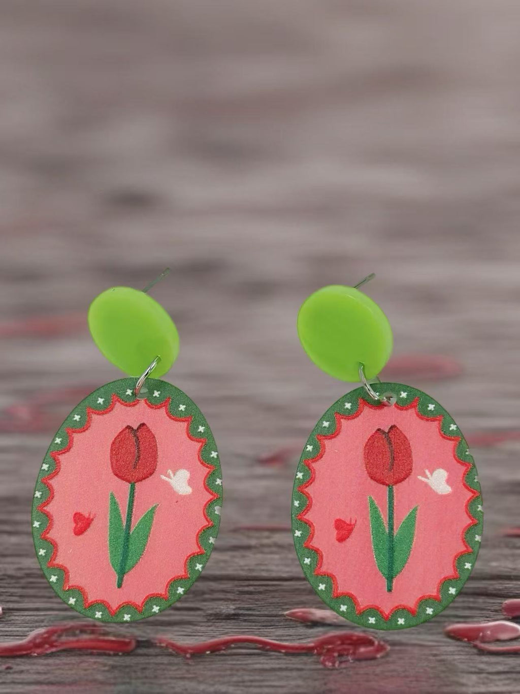 Tulip Love Oval Earrings