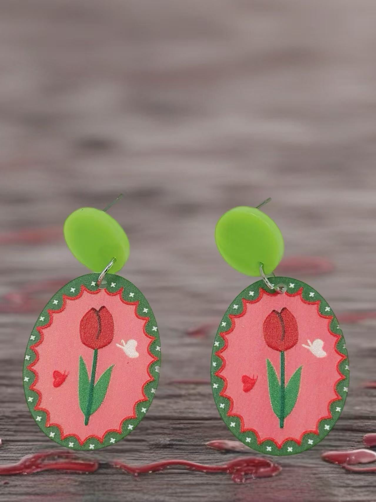 Tulip Love Oval Earrings