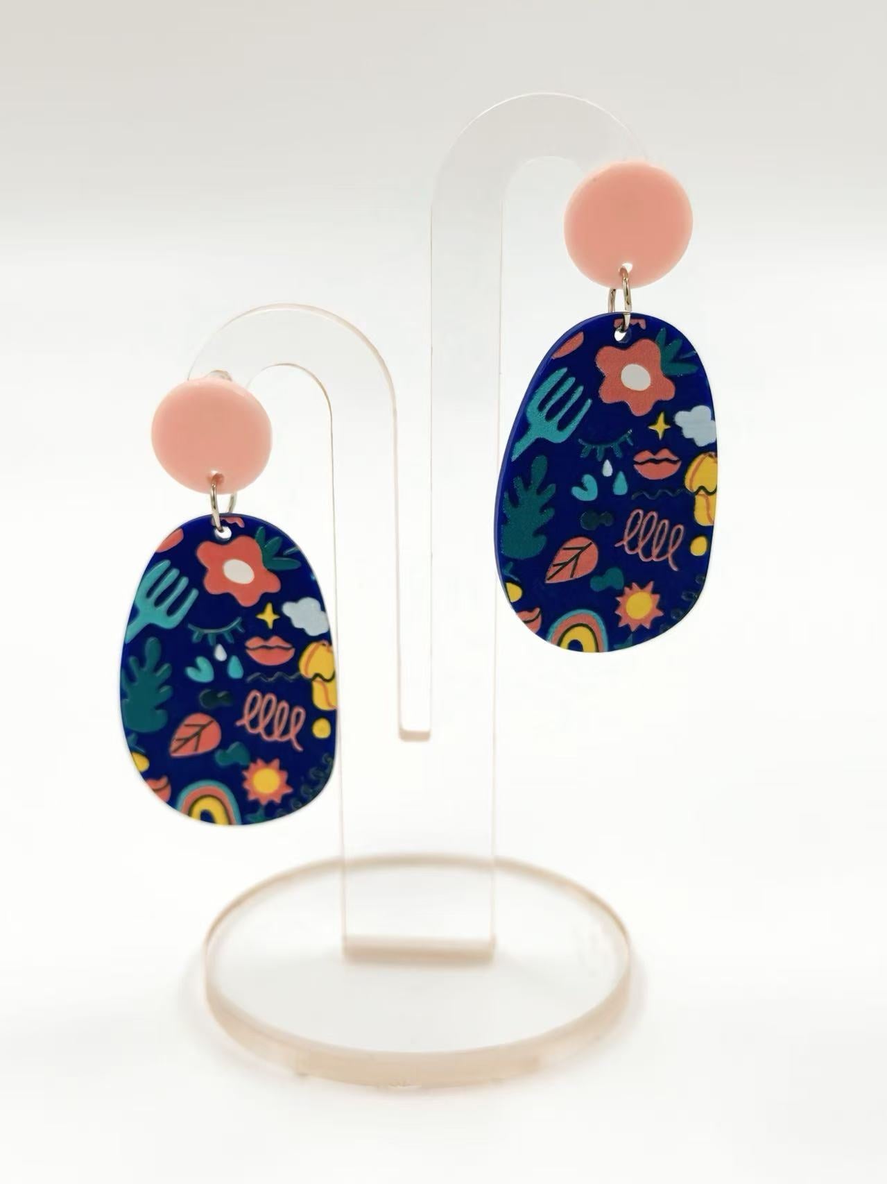 Whimsical Garden Oval Earrings