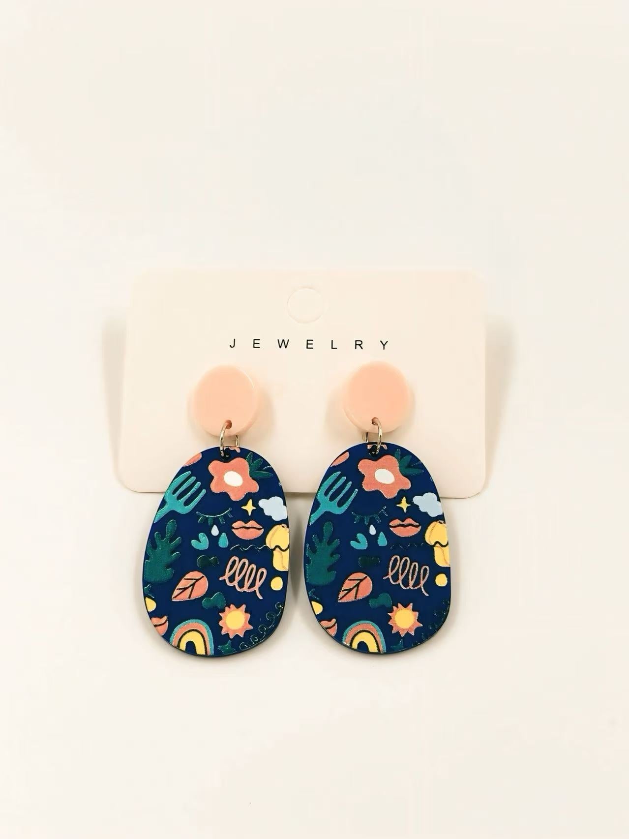 Whimsical Garden Oval Earrings