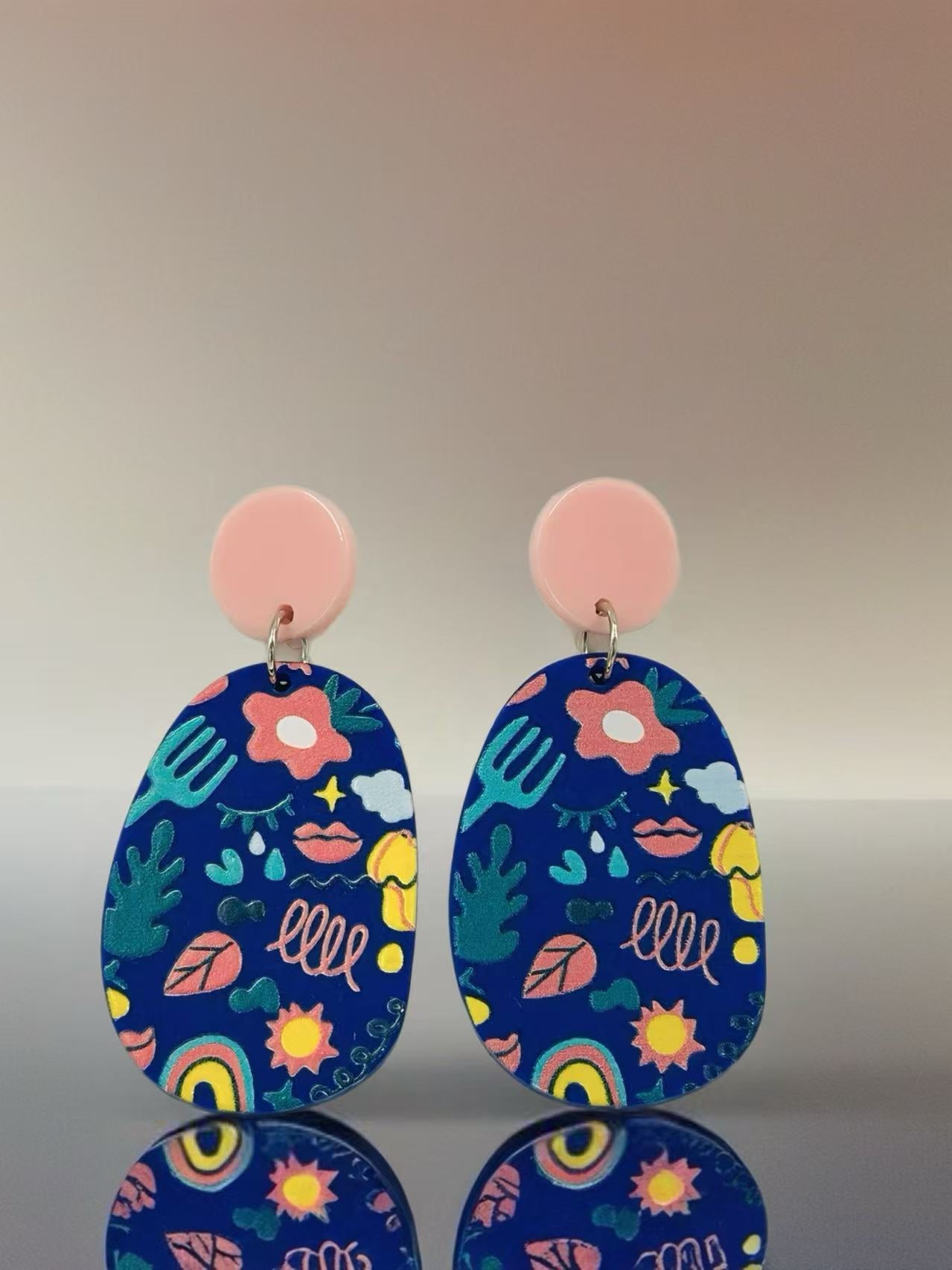 Whimsical Garden Oval Earrings