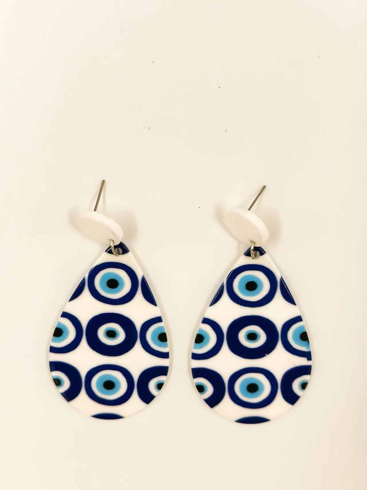 Blue Nazar Stud Statement Earrings