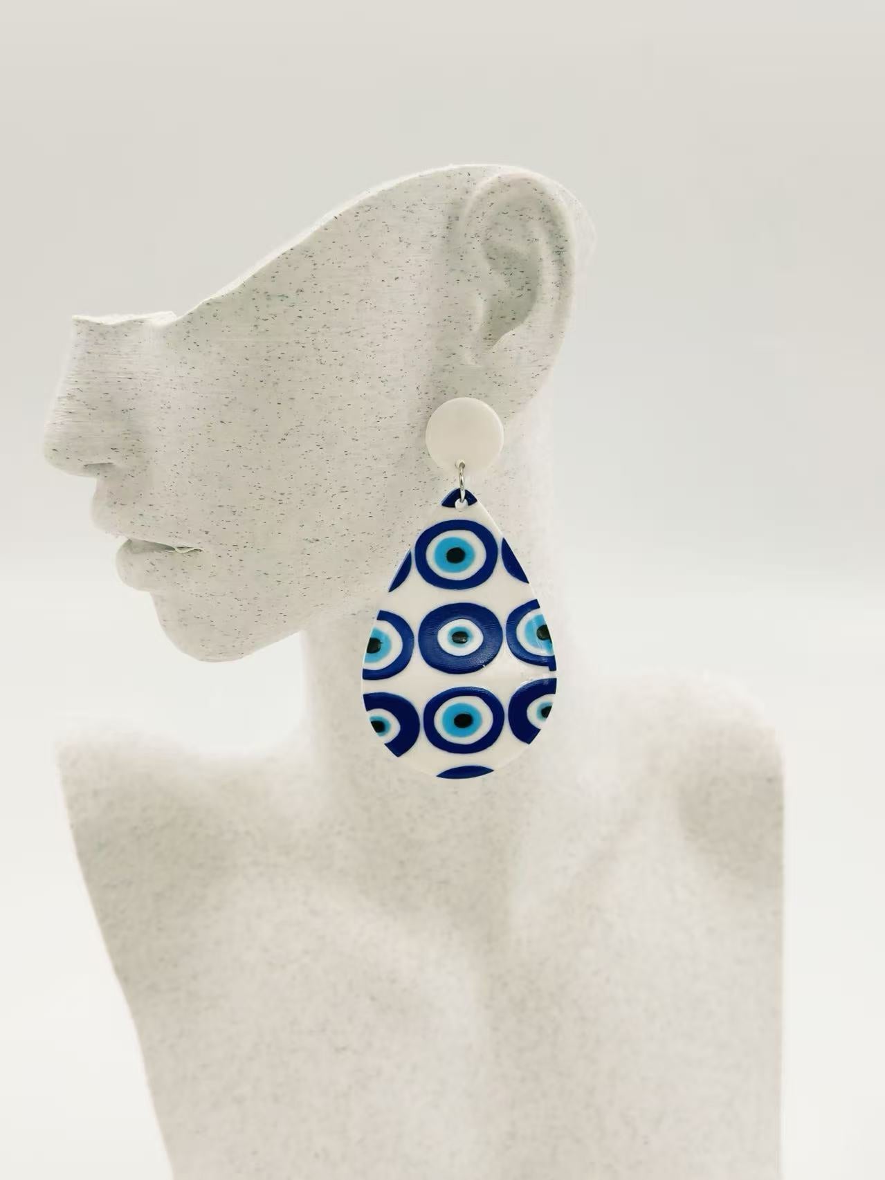 Blue Nazar Stud Statement Earrings