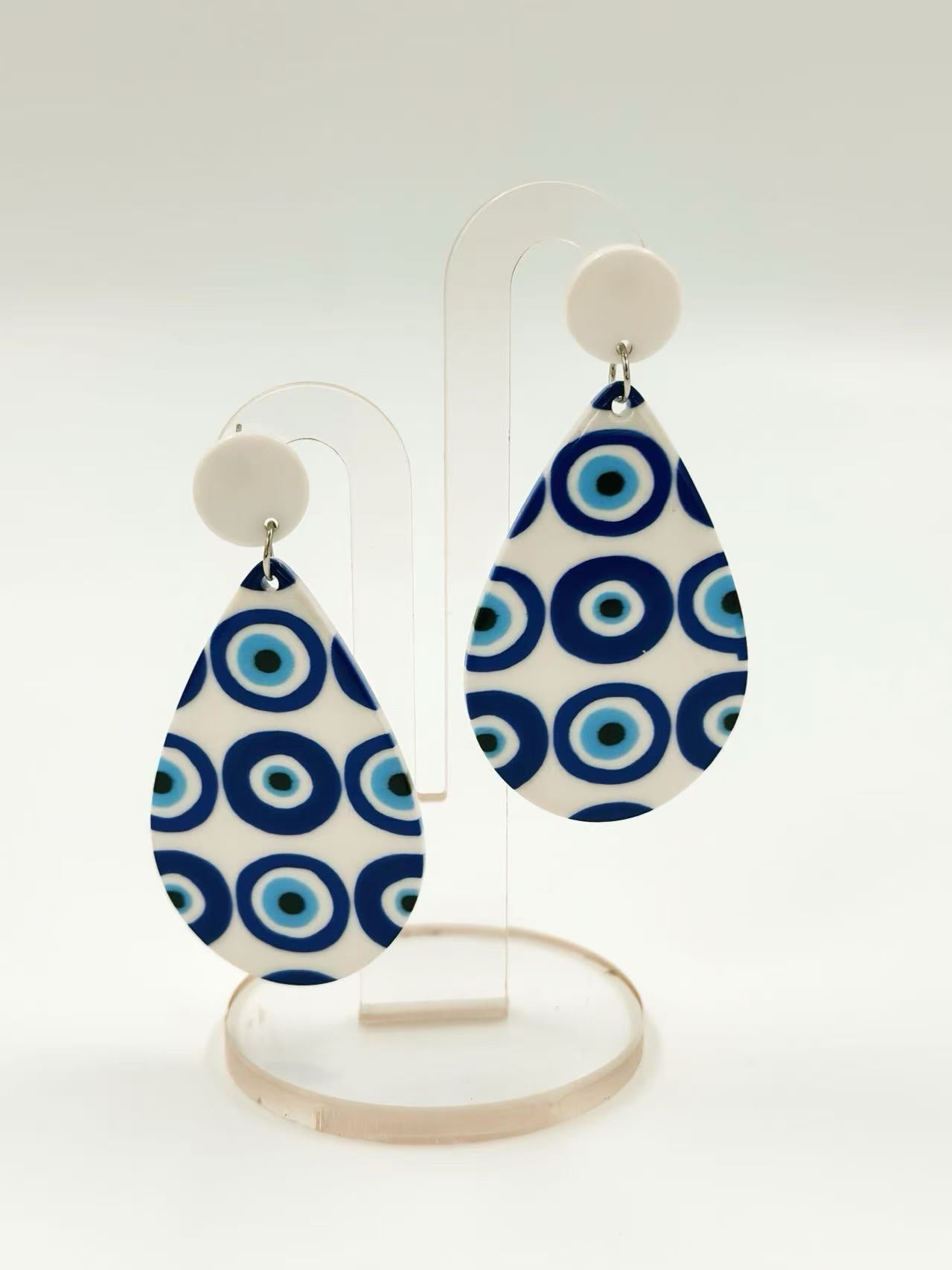 Blue Nazar Stud Statement Earrings