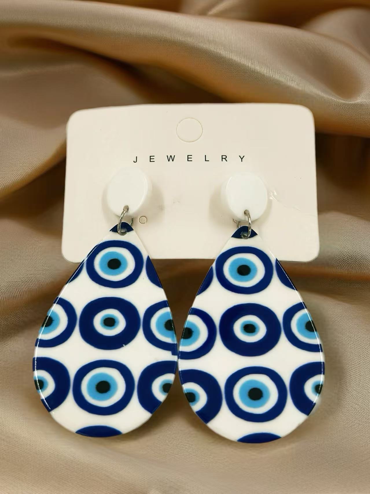 Blue Nazar Stud Statement Earrings