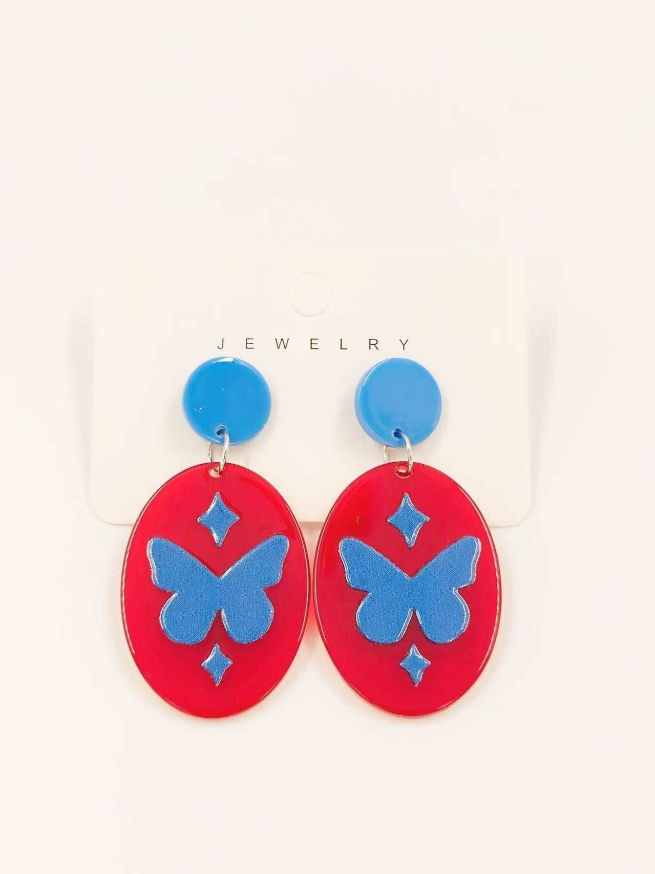 Blue Butterfly Charm Earrings