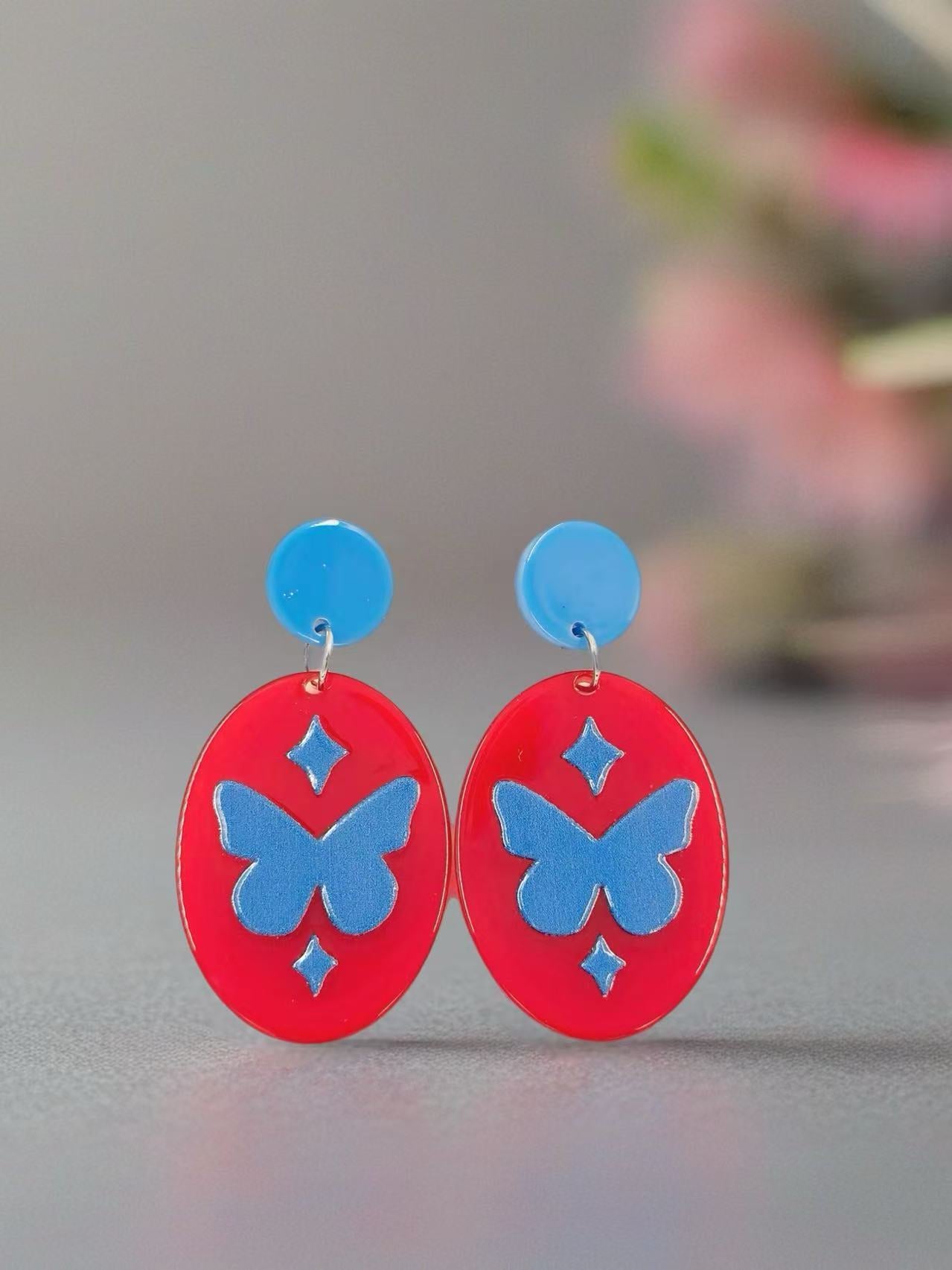 Blue Butterfly Charm Earrings