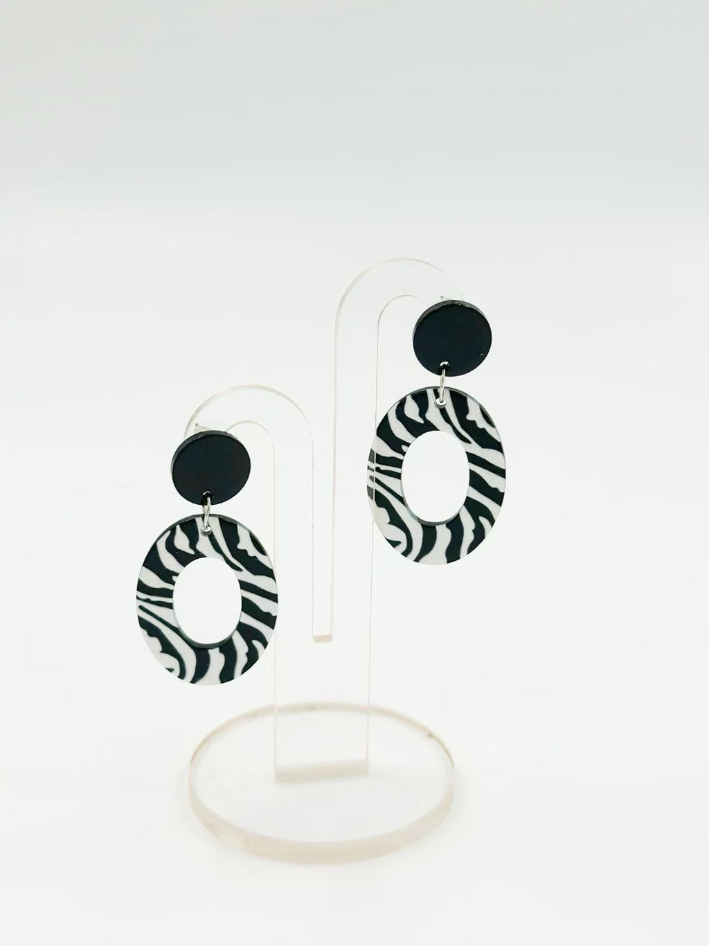 Zebra Oval Stud Statement Earrings