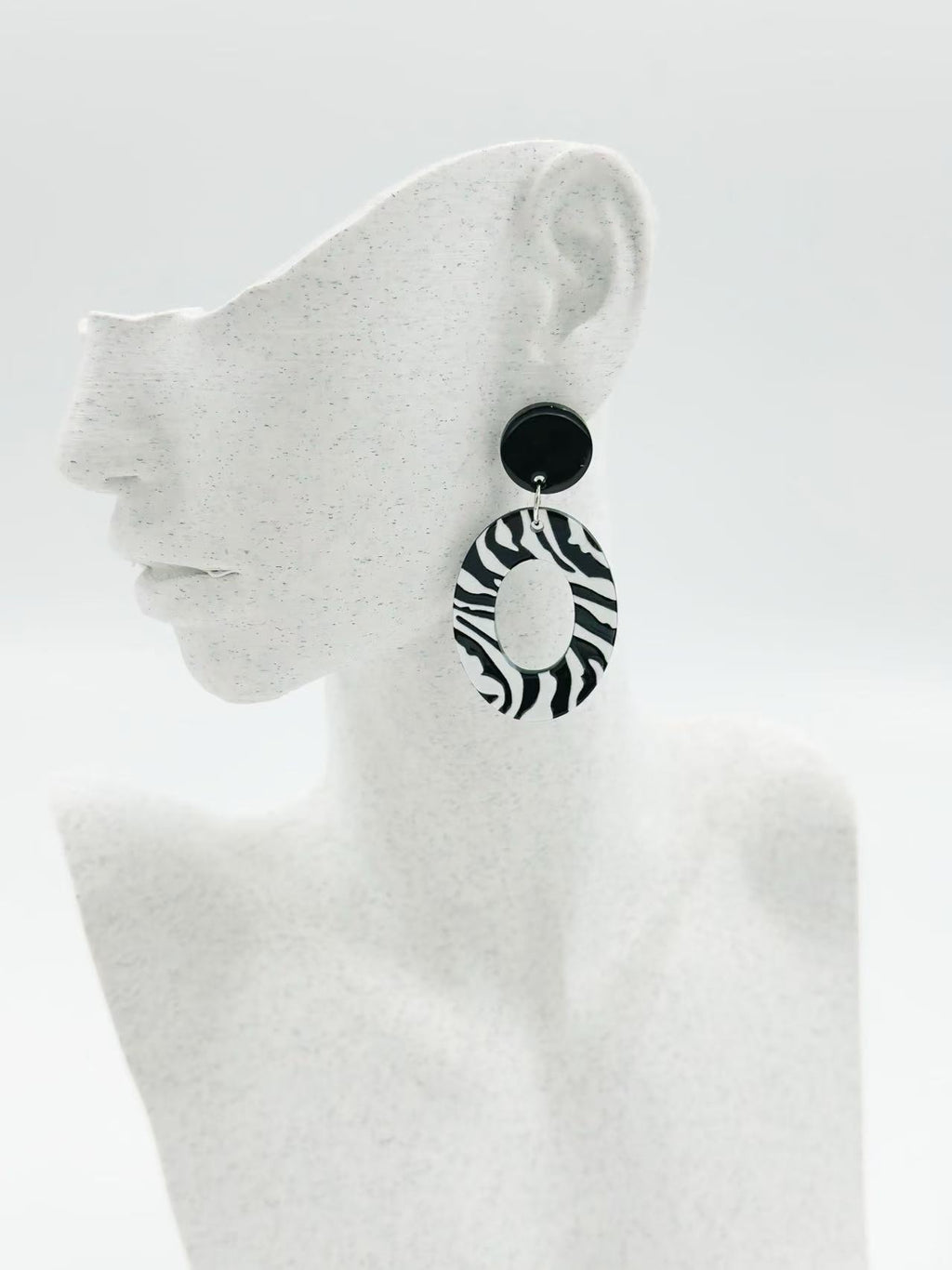 Zebra Oval Stud Statement Earrings