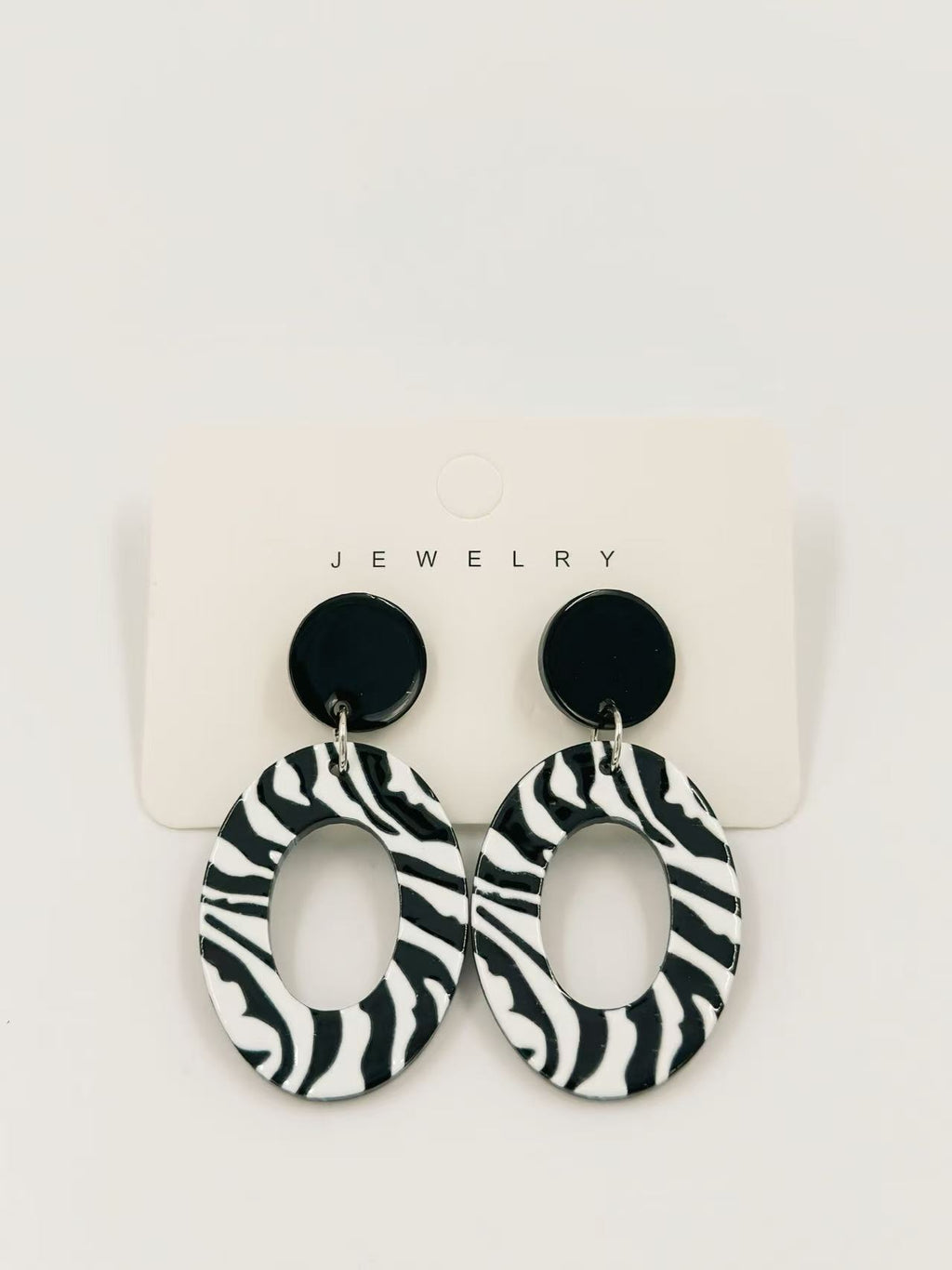 Zebra Oval Stud Statement Earrings