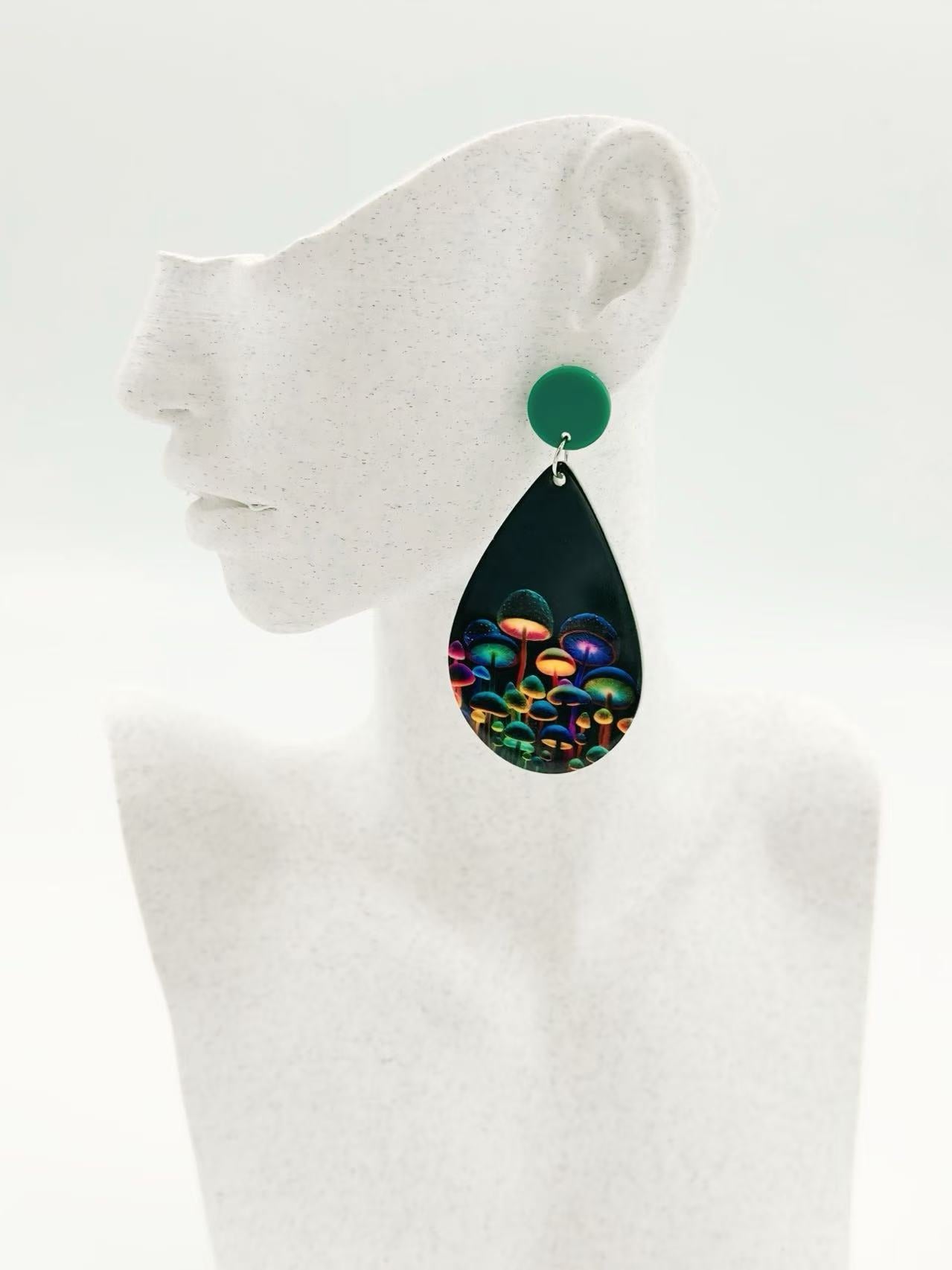 Glow Forest Mushroom Stud Earrings