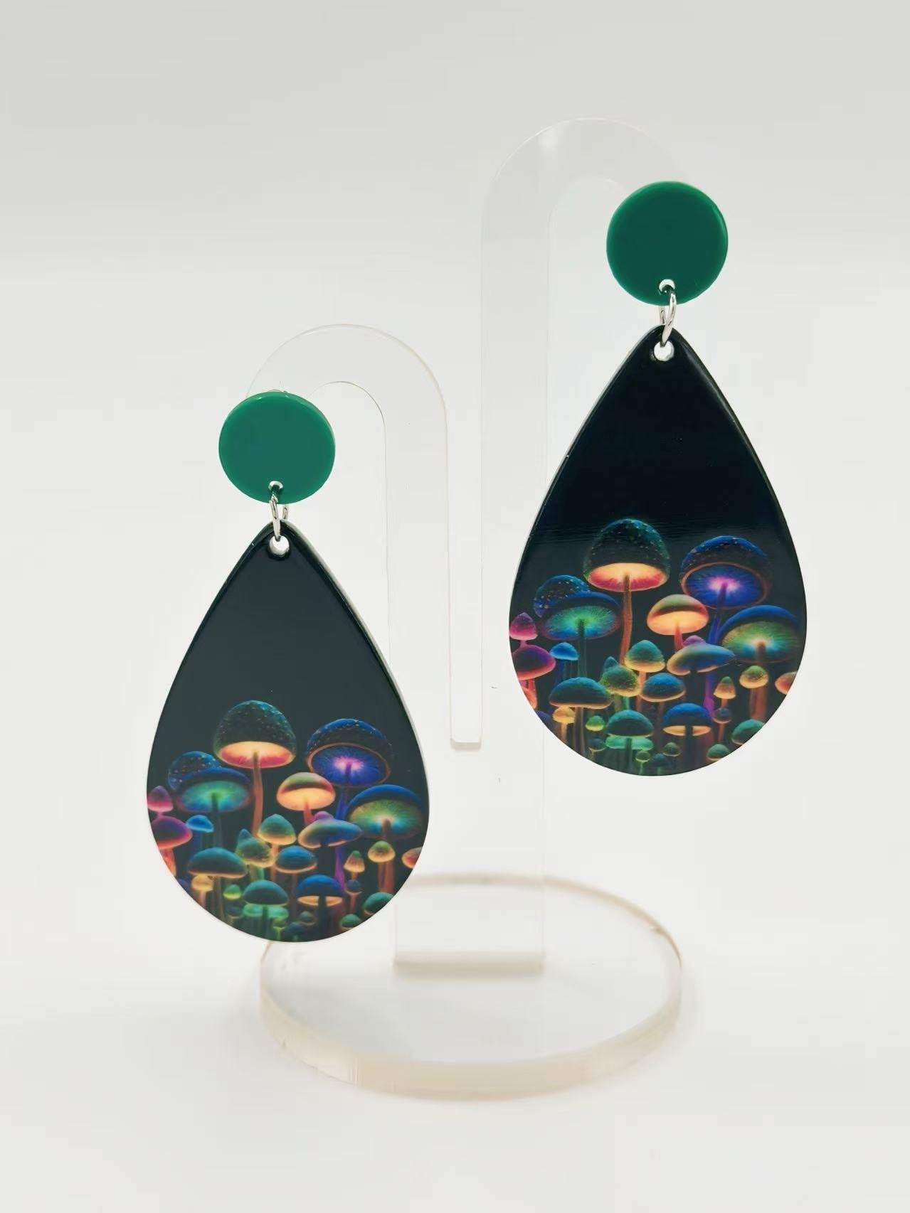 Glow Forest Mushroom Stud Earrings