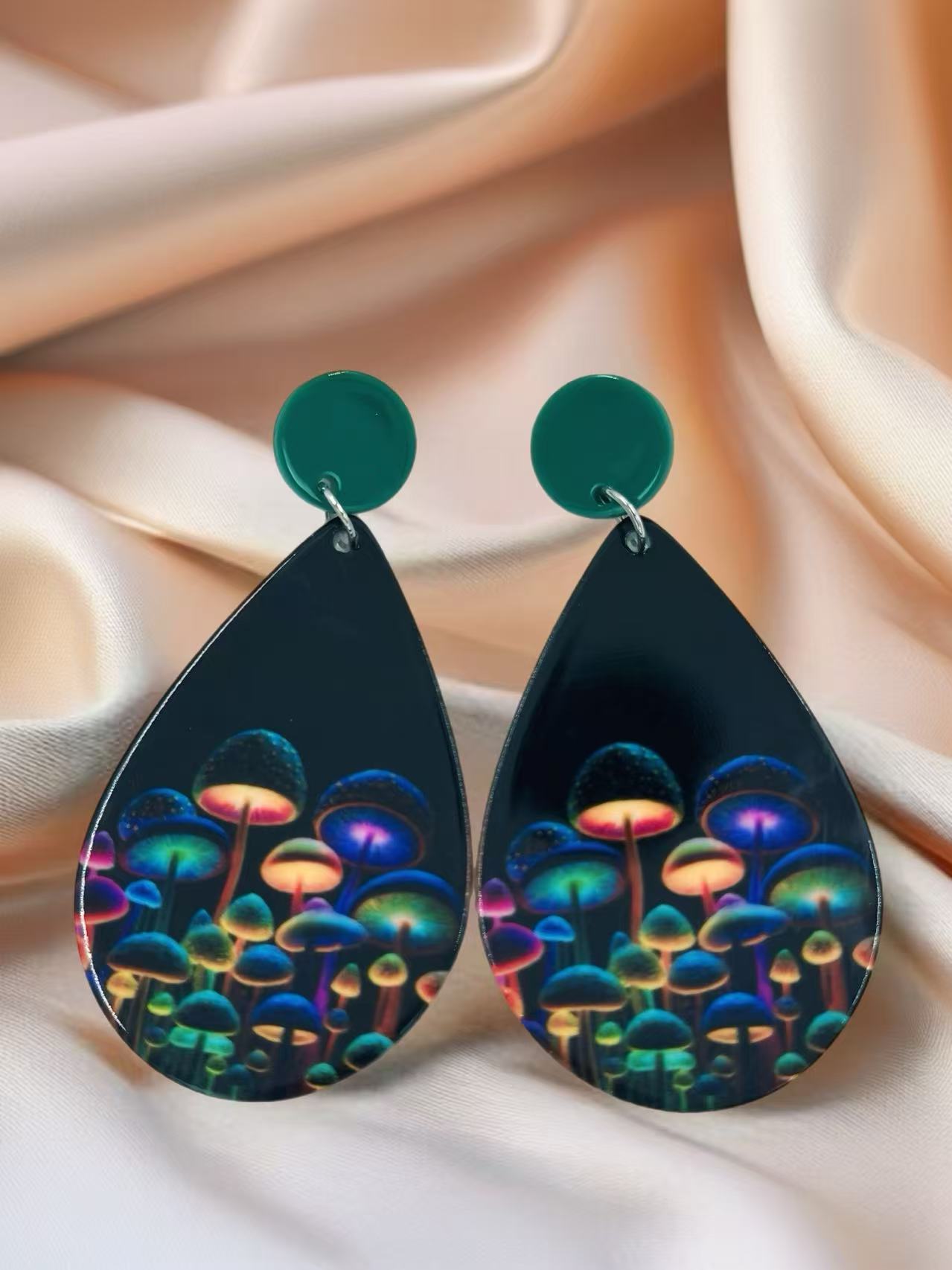 Glow Forest Mushroom Stud Earrings