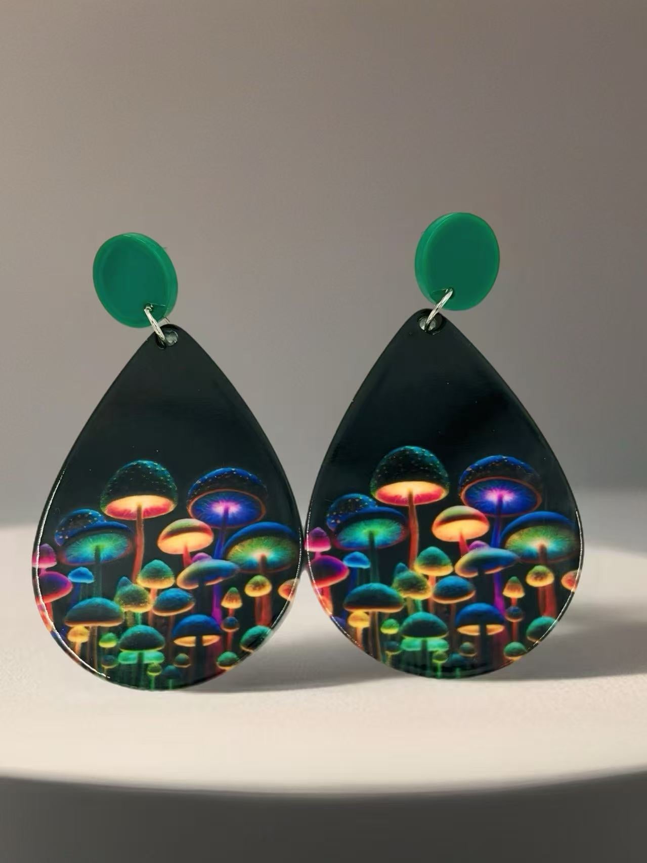 Glow Forest Mushroom Stud Earrings