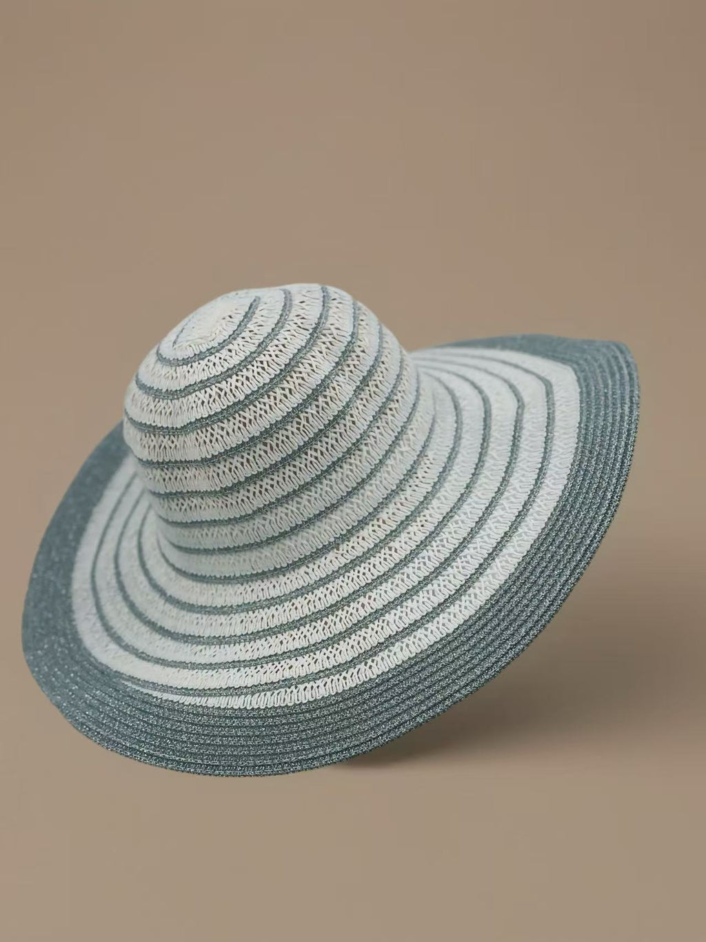 Striped Wide-Brim Woven Sun Hat