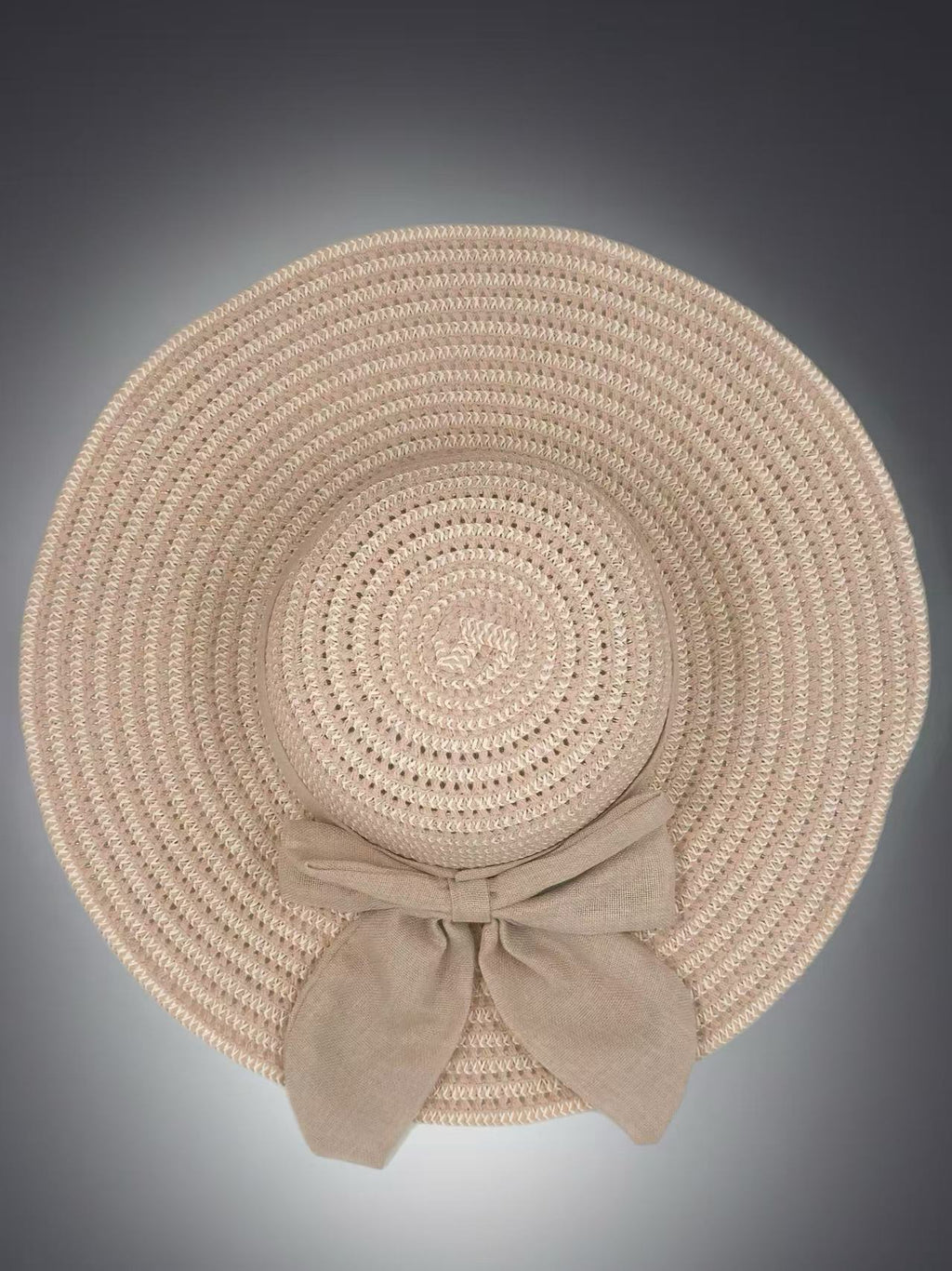 Blush Pink Woven Sun Hat with Fabric Bow
