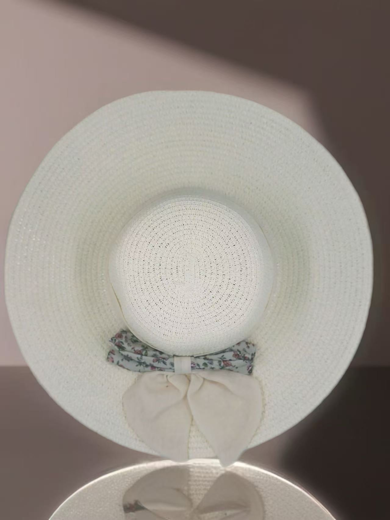 Floral Bow Sun Hat with Cut-Out Crown Detail