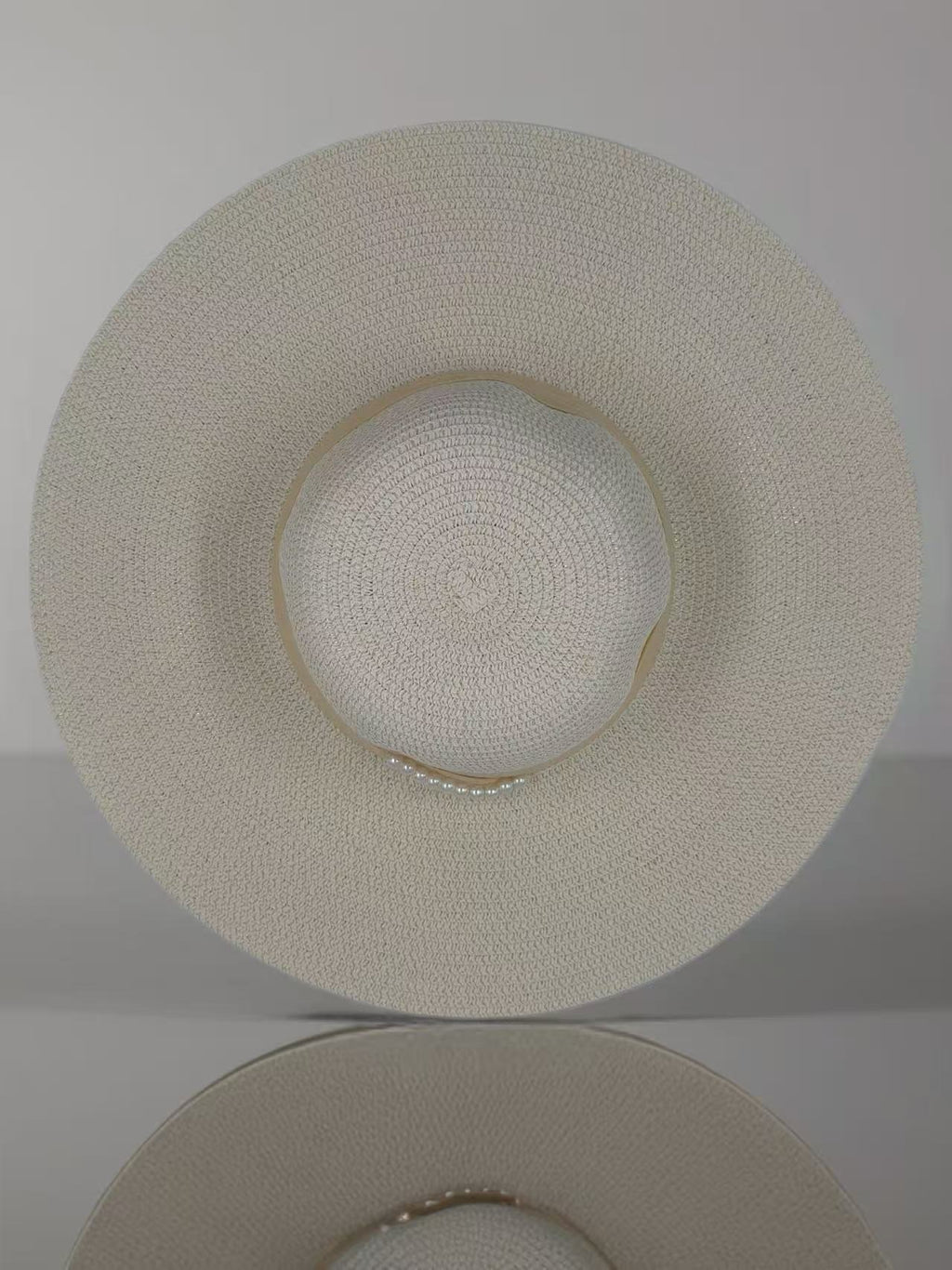 Elegant Ivory Sun Hat with Pearl Accent