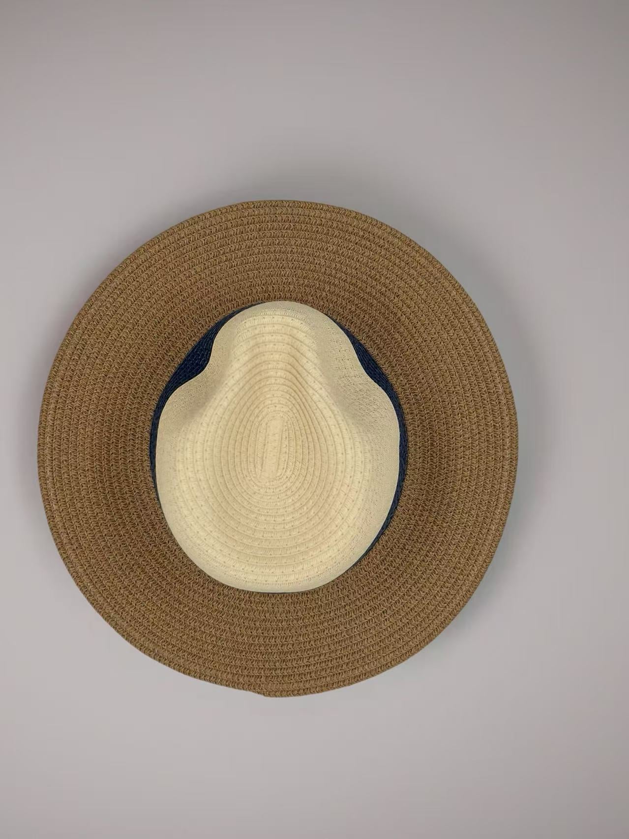 Classic Trilby-Style Two-Tone Straw Hat