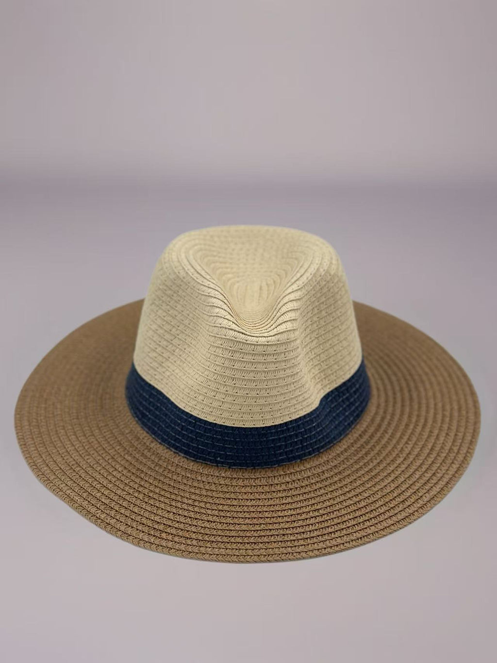 Classic Trilby-Style Two-Tone Straw Hat
