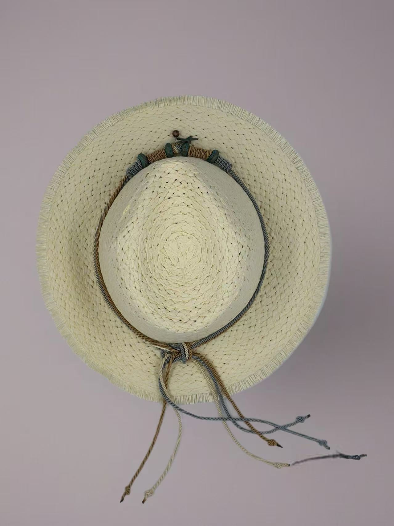 Beach Straw Hat with Nautical Charm