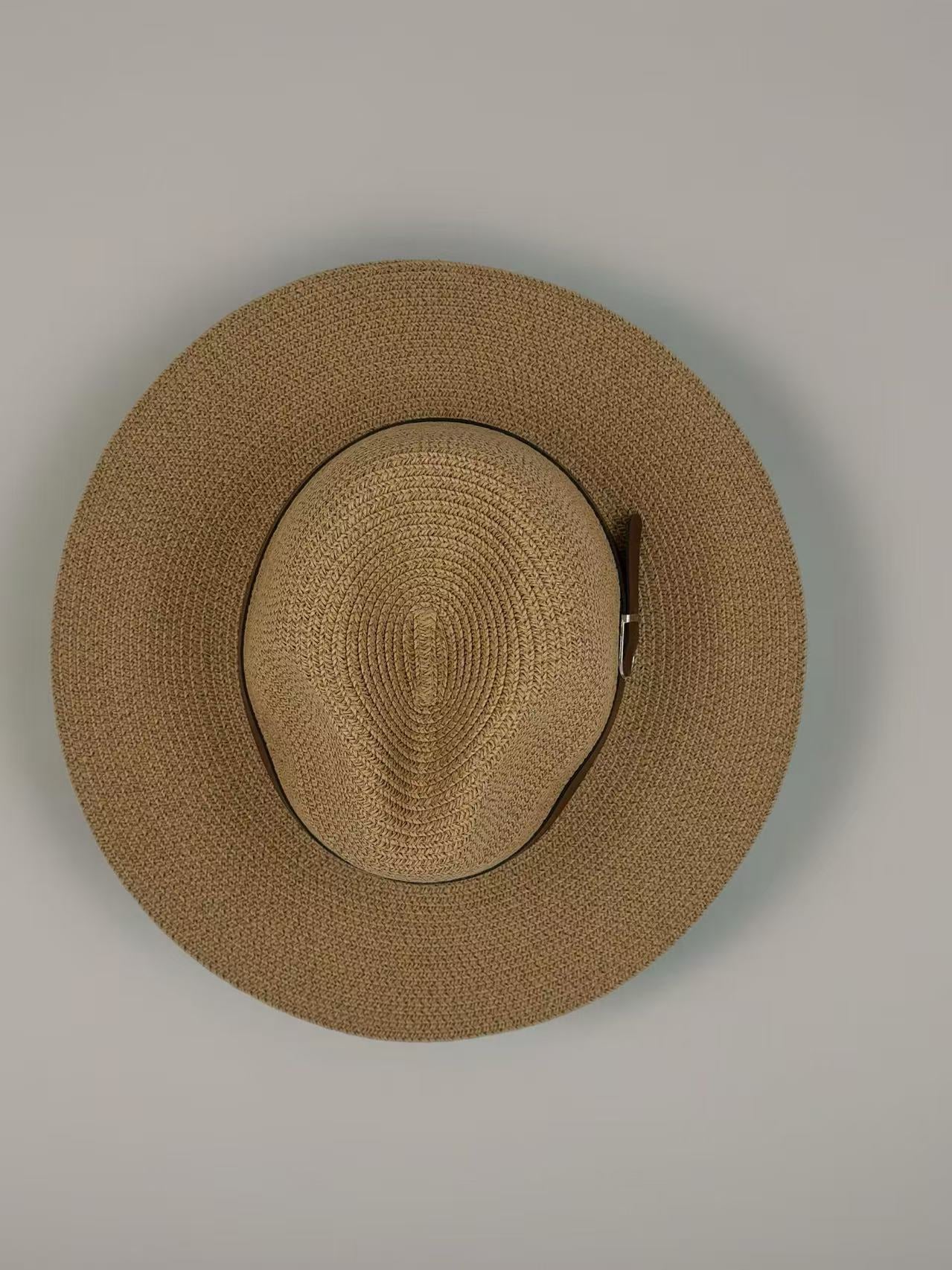 Classic Woven Fedora with Brown Buckle Band