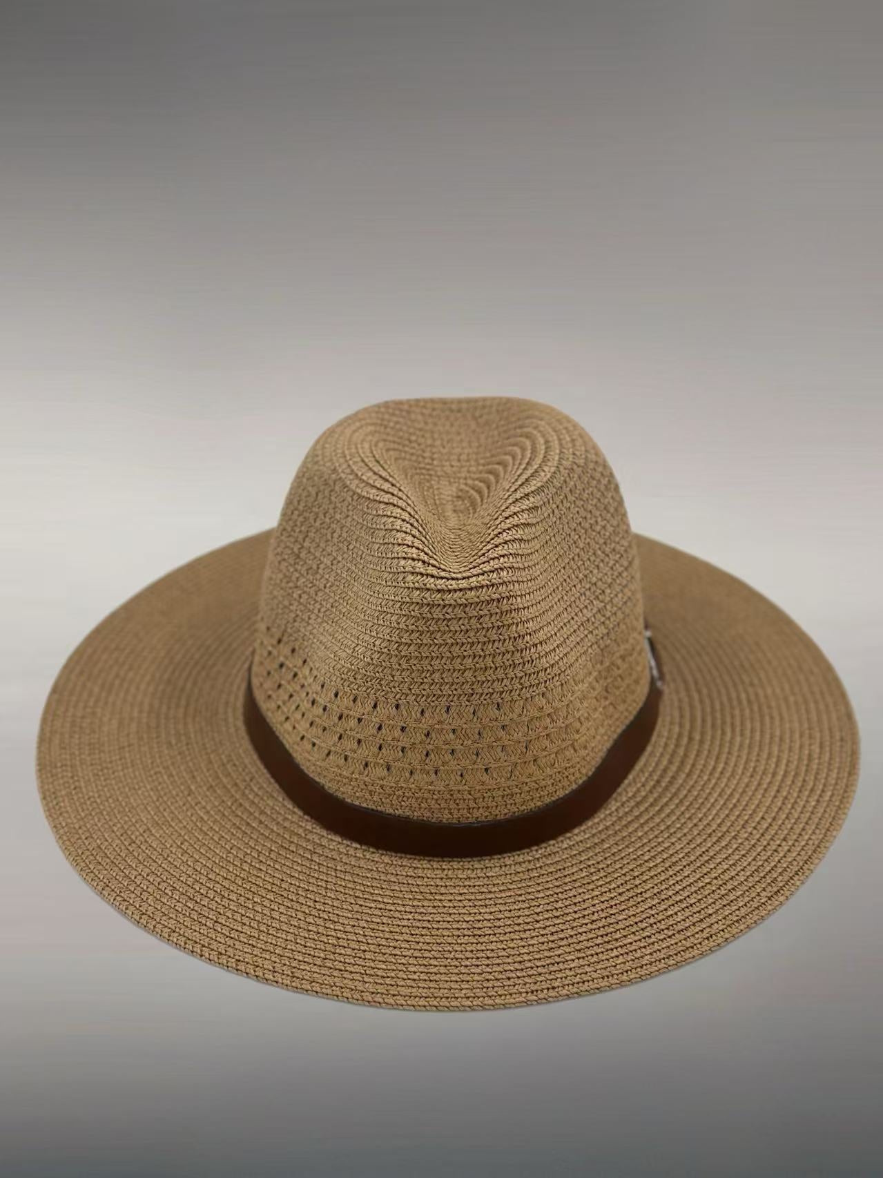 Classic Woven Fedora with Brown Buckle Band