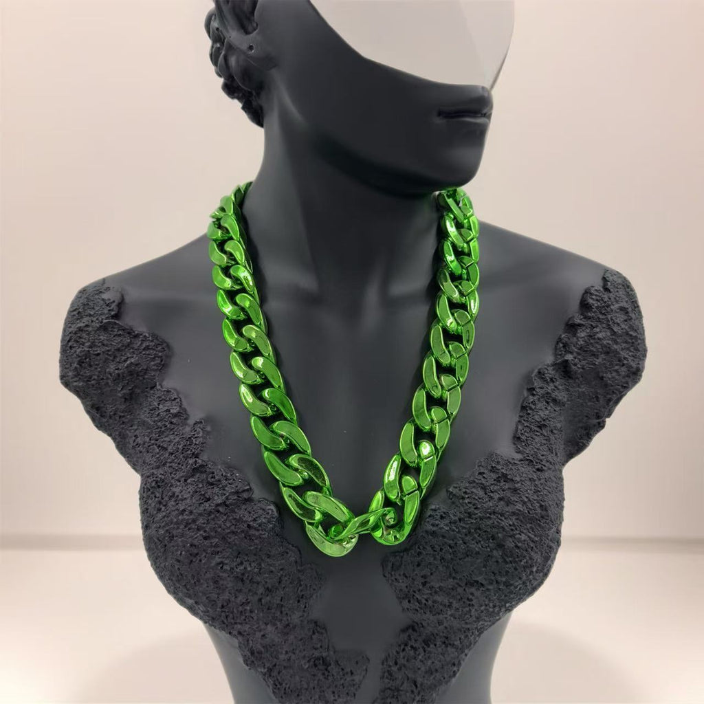 Glossy Neon Green Chain Necklace