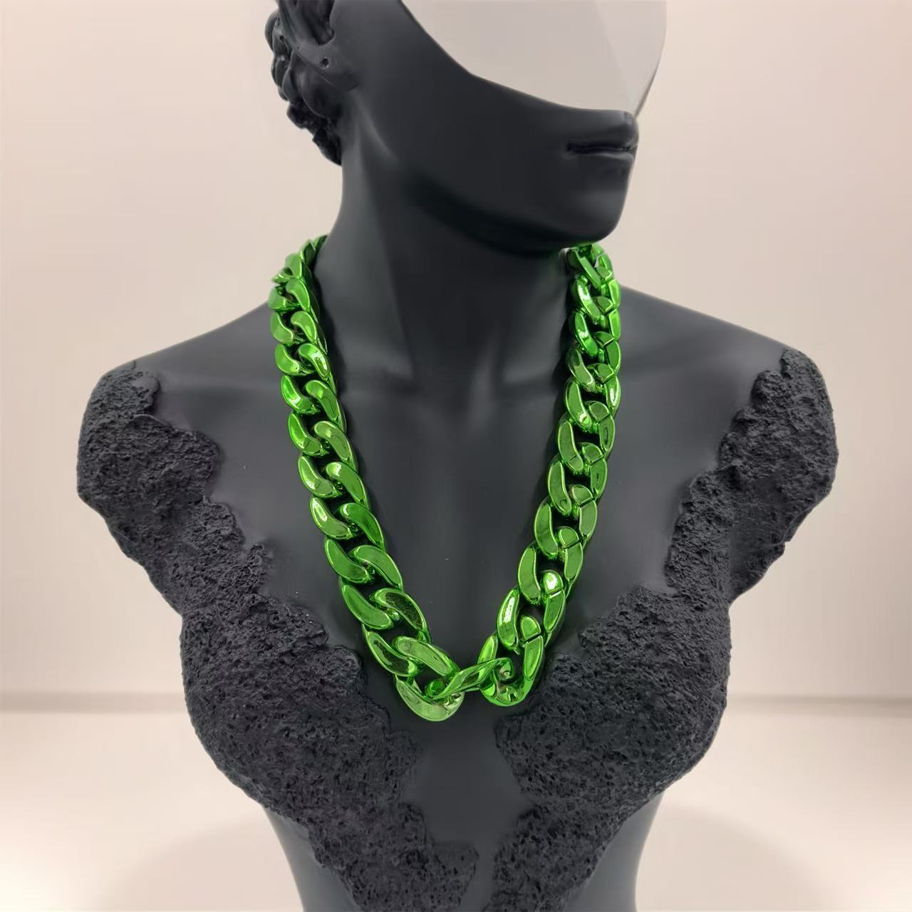 Glossy Neon Green Chain Necklace