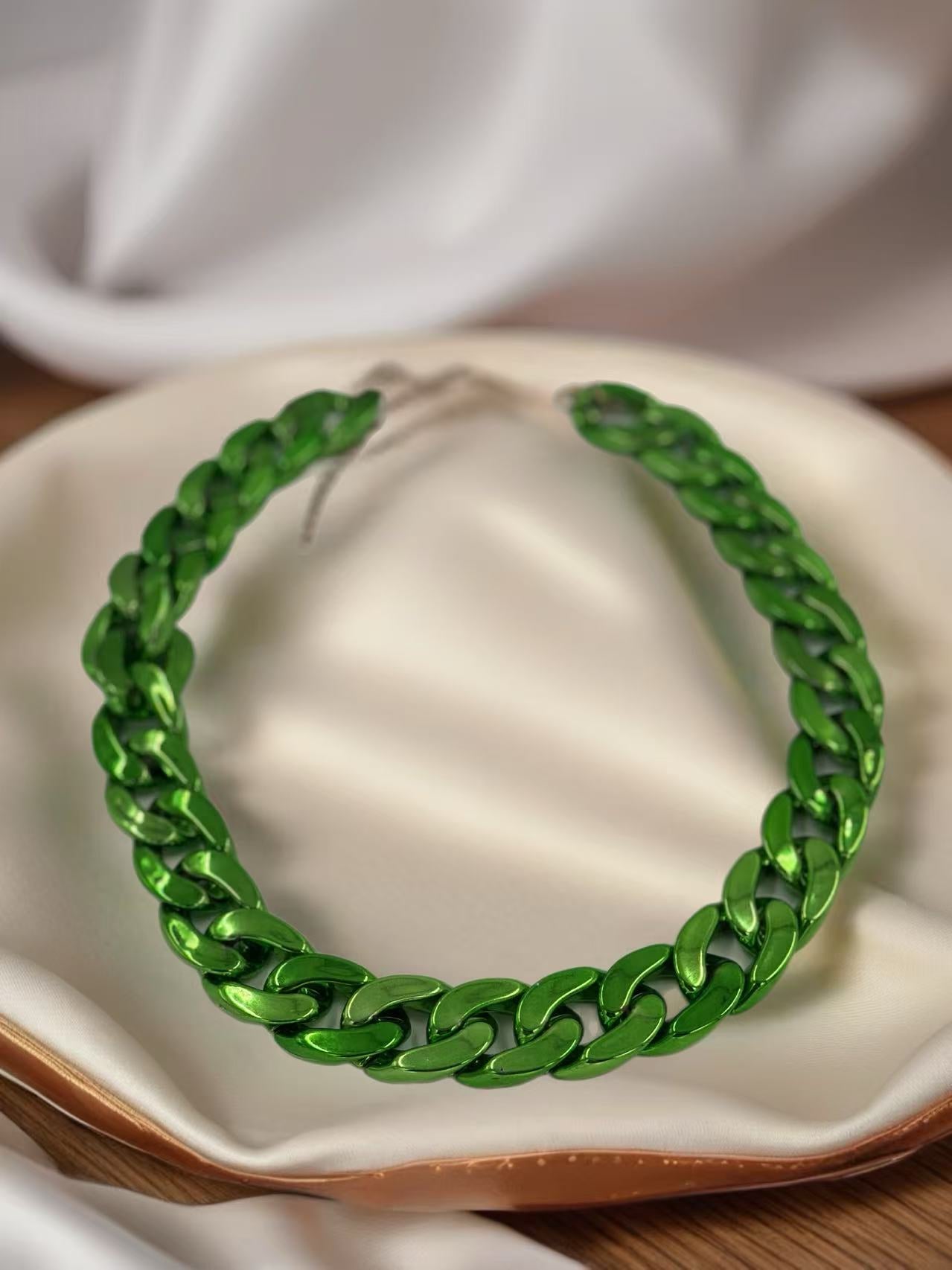 Glossy Neon Green Chain Necklace
