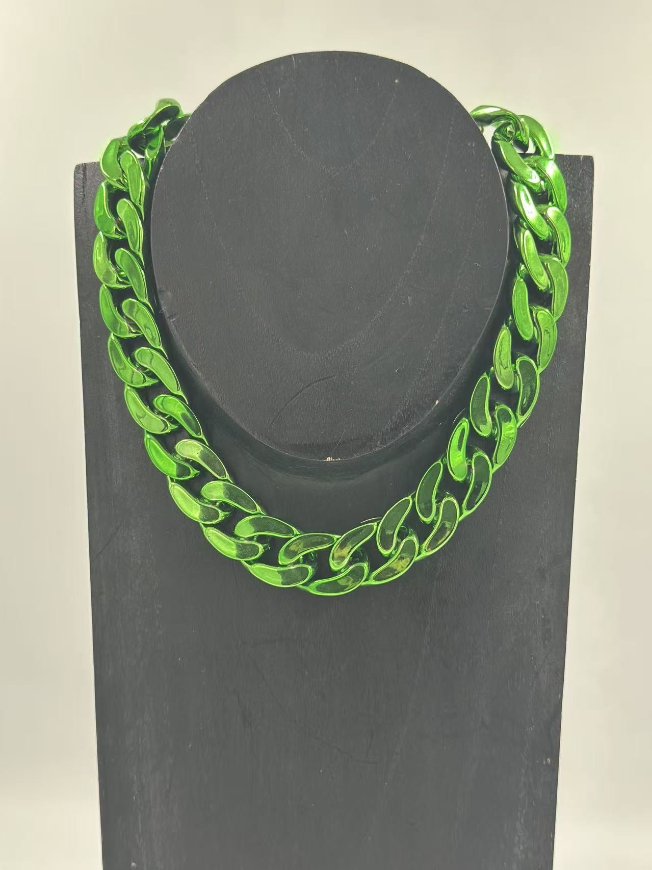 Glossy Neon Green Chain Necklace