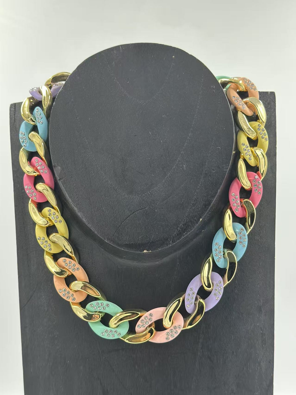 Plastic Multicolor Chain Necklace with Small Stones