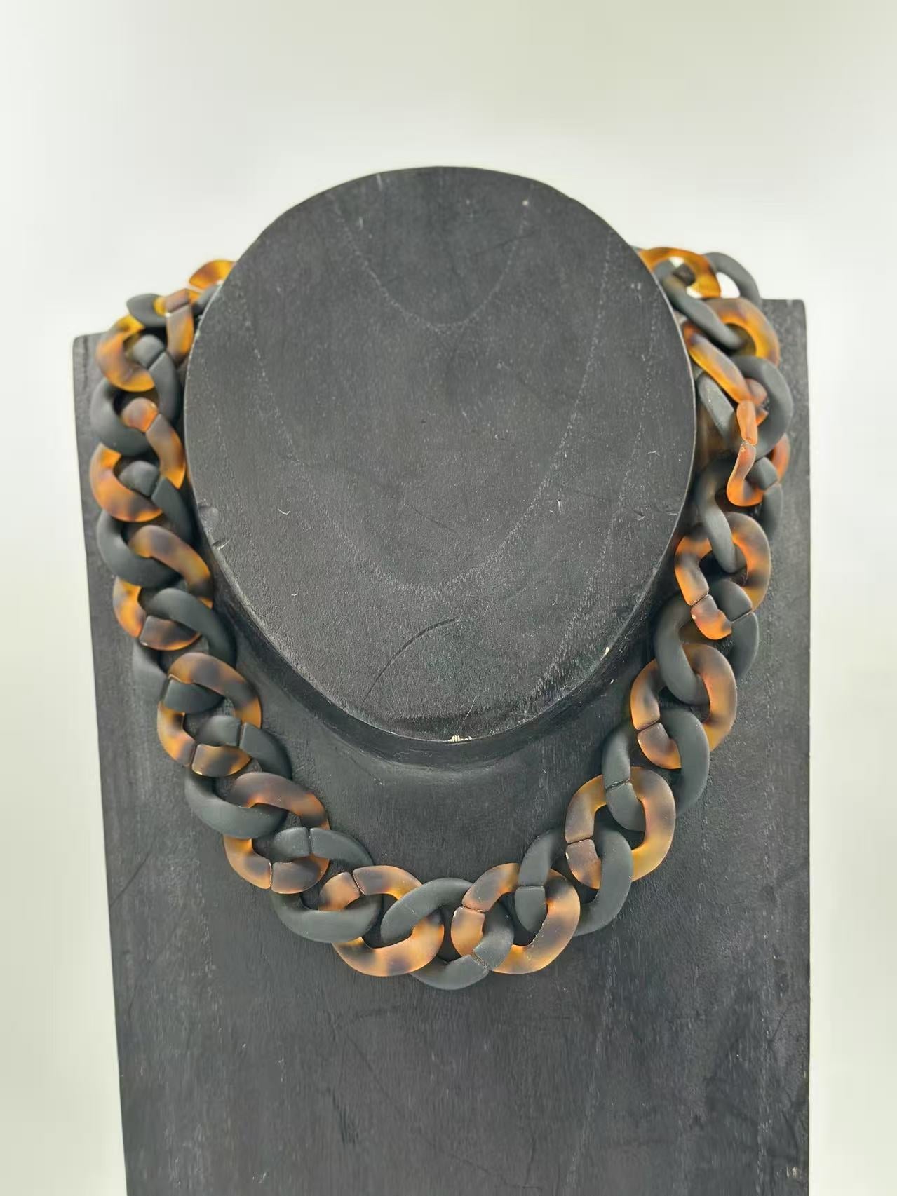 Matte Black & Brown Colour Chain Necklace