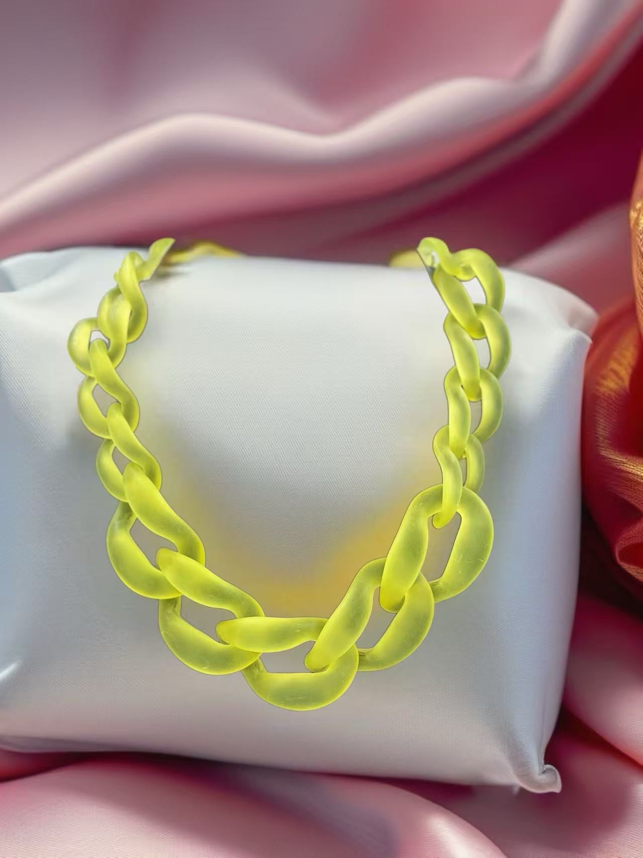 Bold Matte Chunky Chain Necklaces – Multicolor Collection