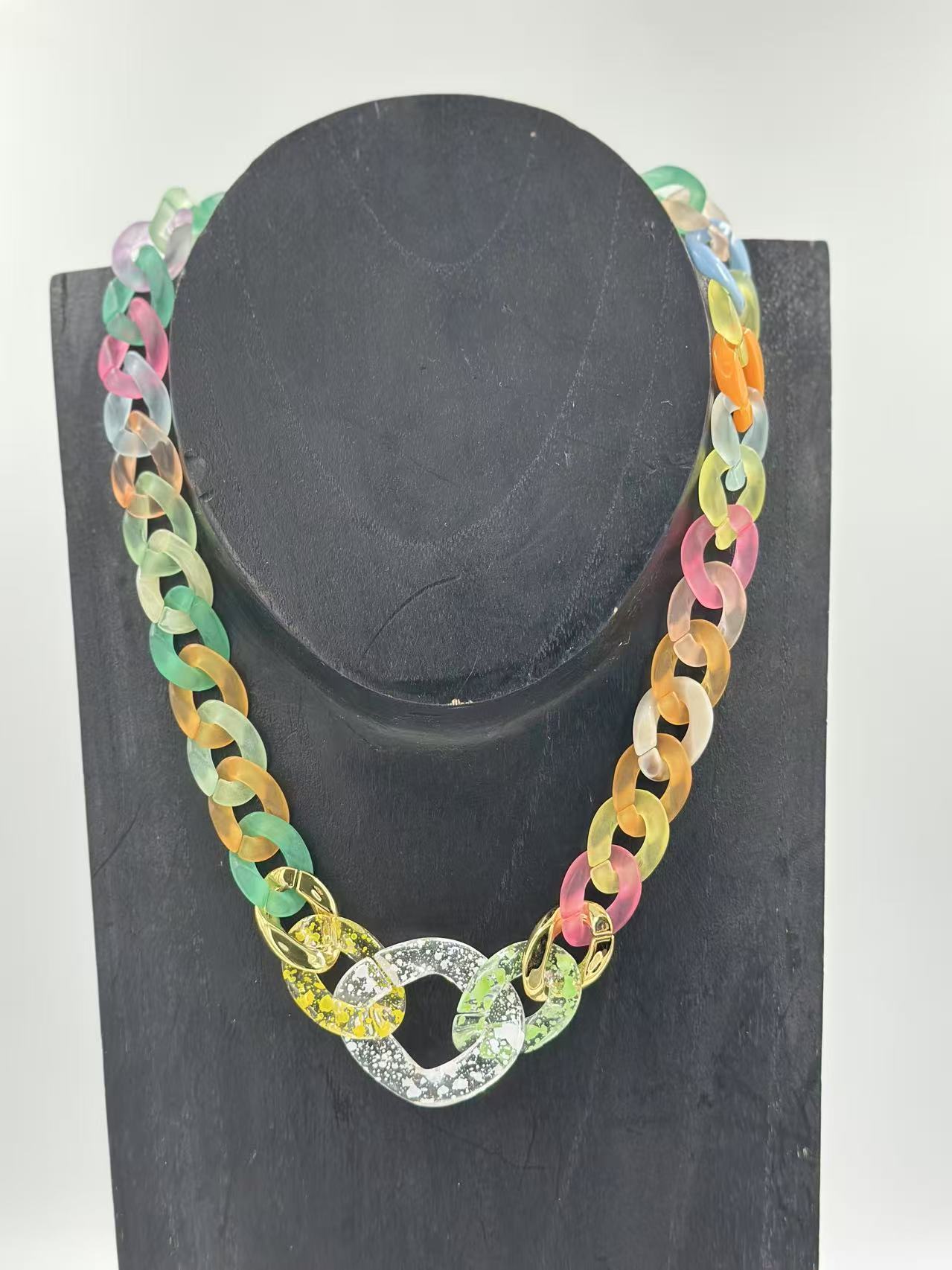 Glossy Multicolor Plastic Necklace