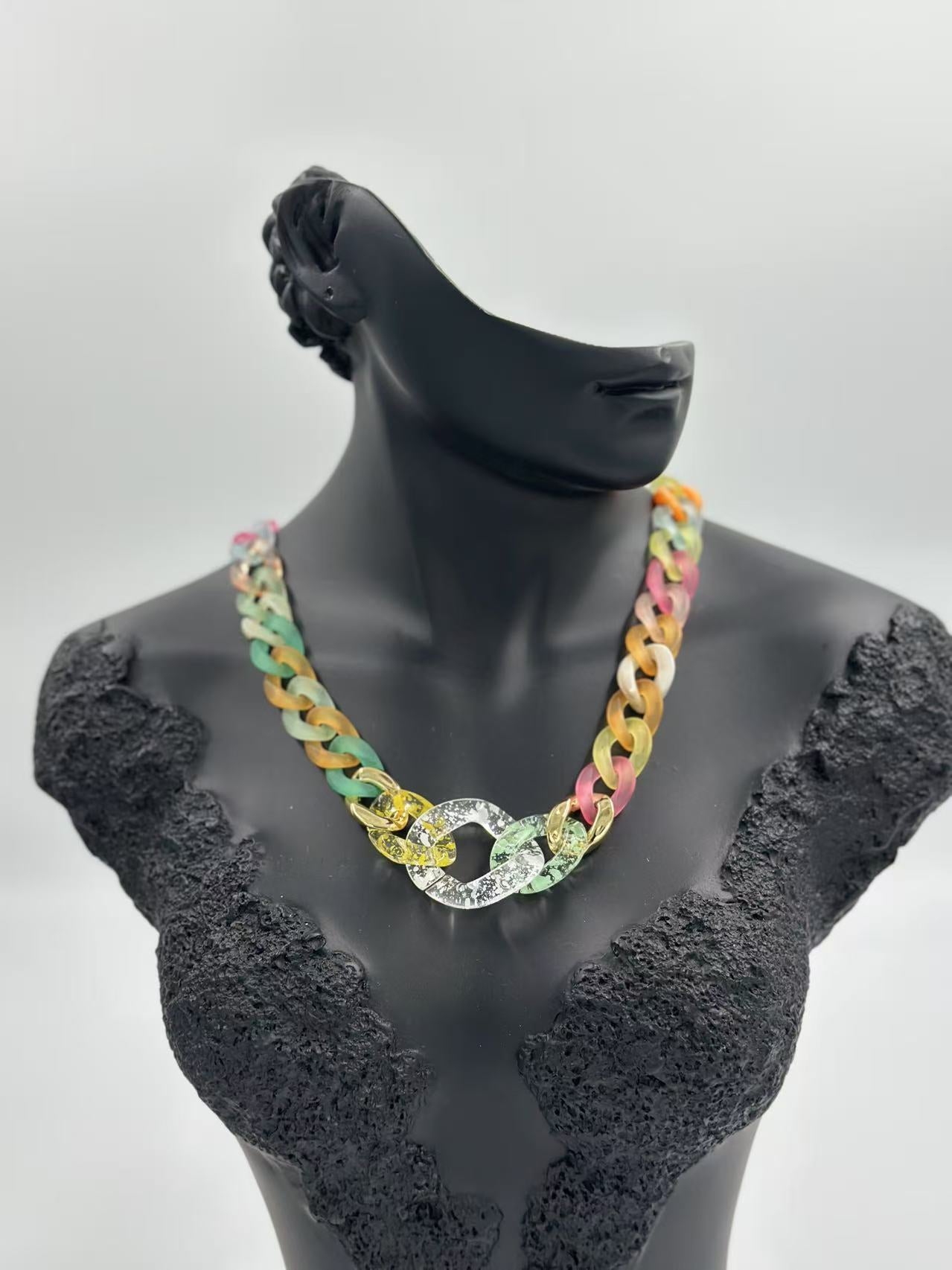 Glossy Multicolor Plastic Necklace