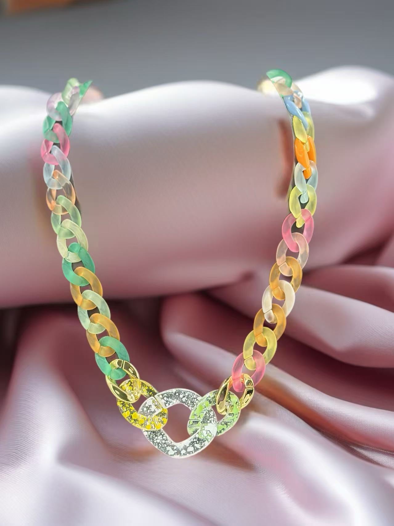 Glossy Multicolor Plastic Necklace