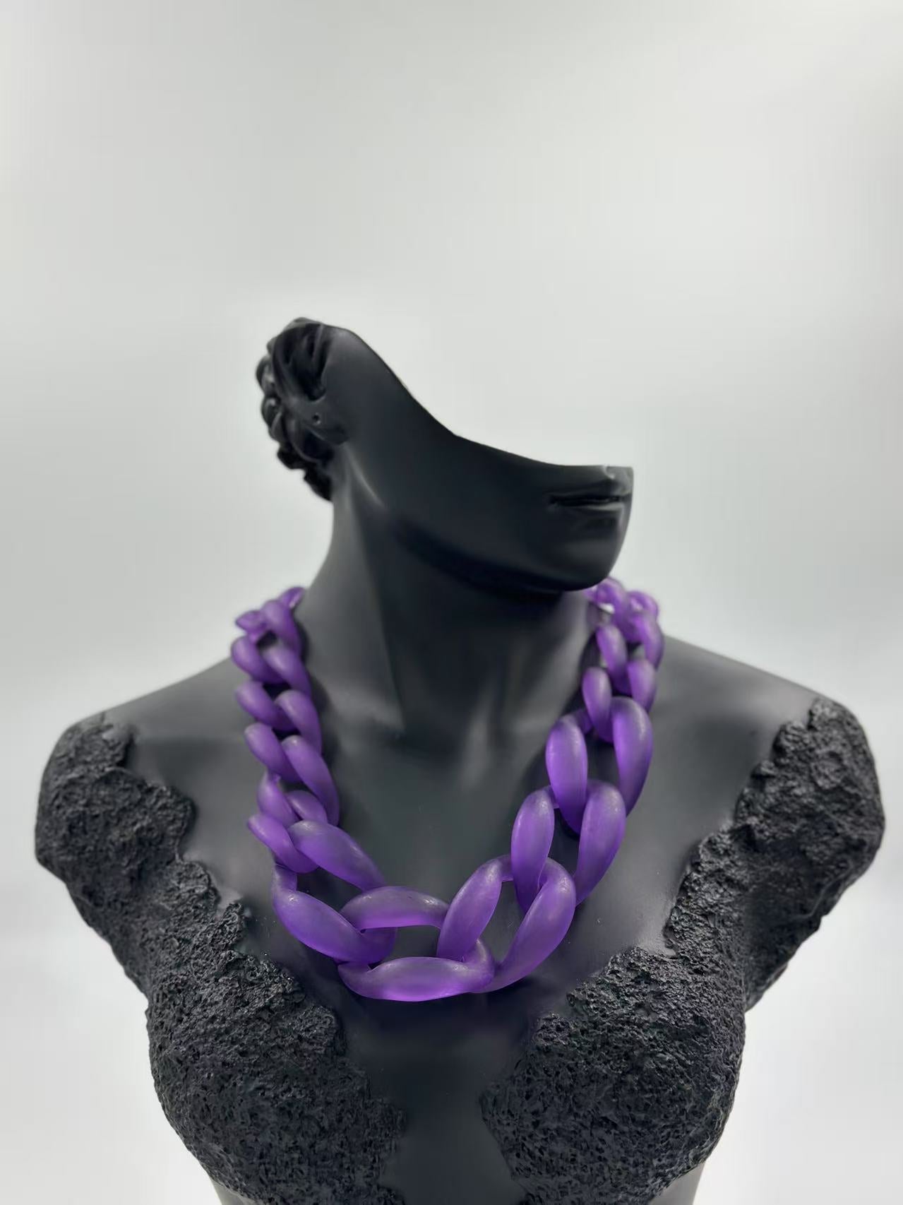 Bold Matte Chunky Chain Necklaces – Multicolor Collection