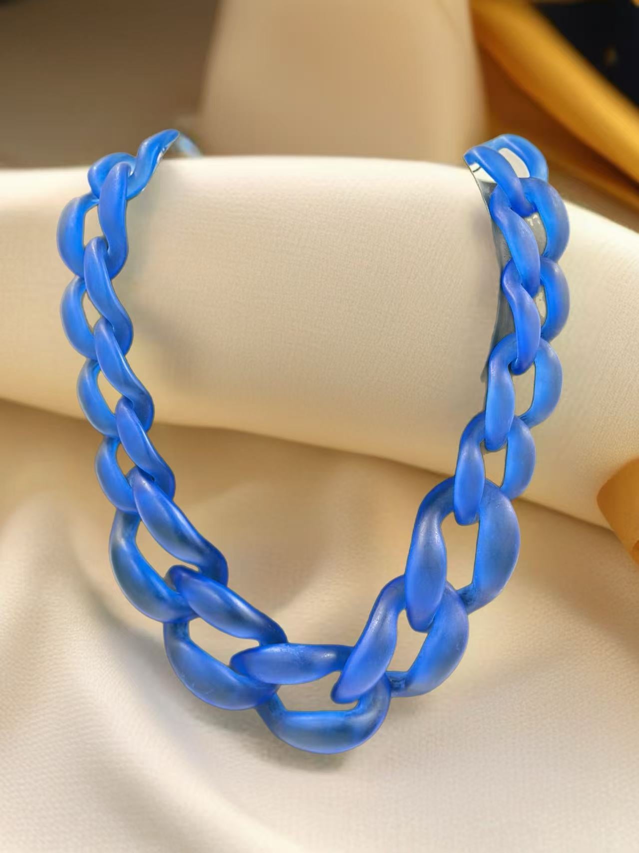 Bold Matte Chunky Chain Necklaces – Multicolor Collection