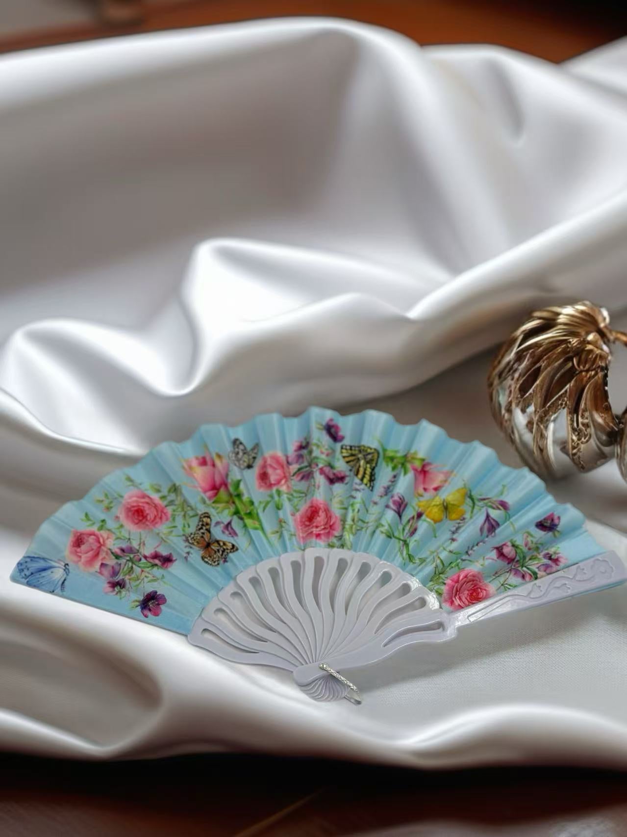Elegant Floral and Butterfly Hand Fans