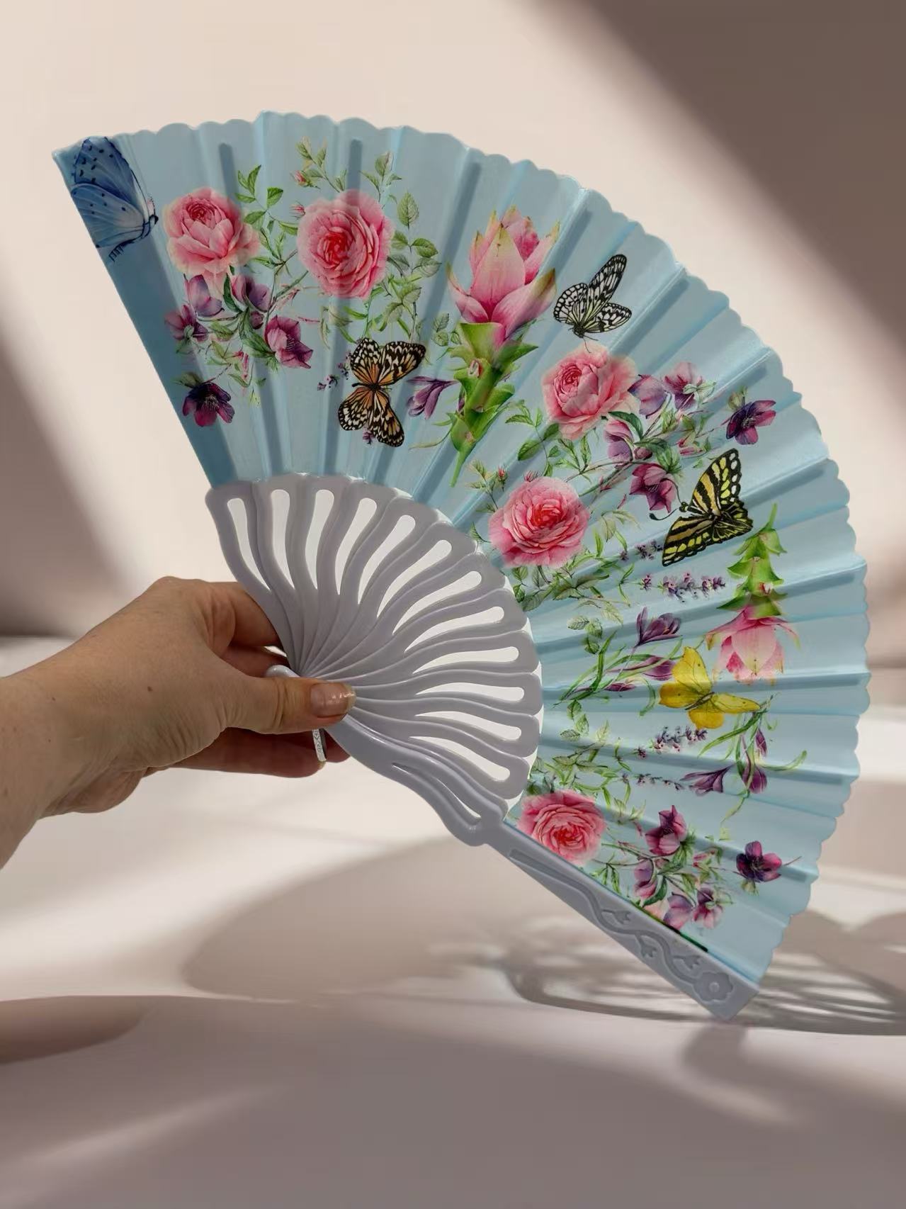 Elegant Floral and Butterfly Hand Fans