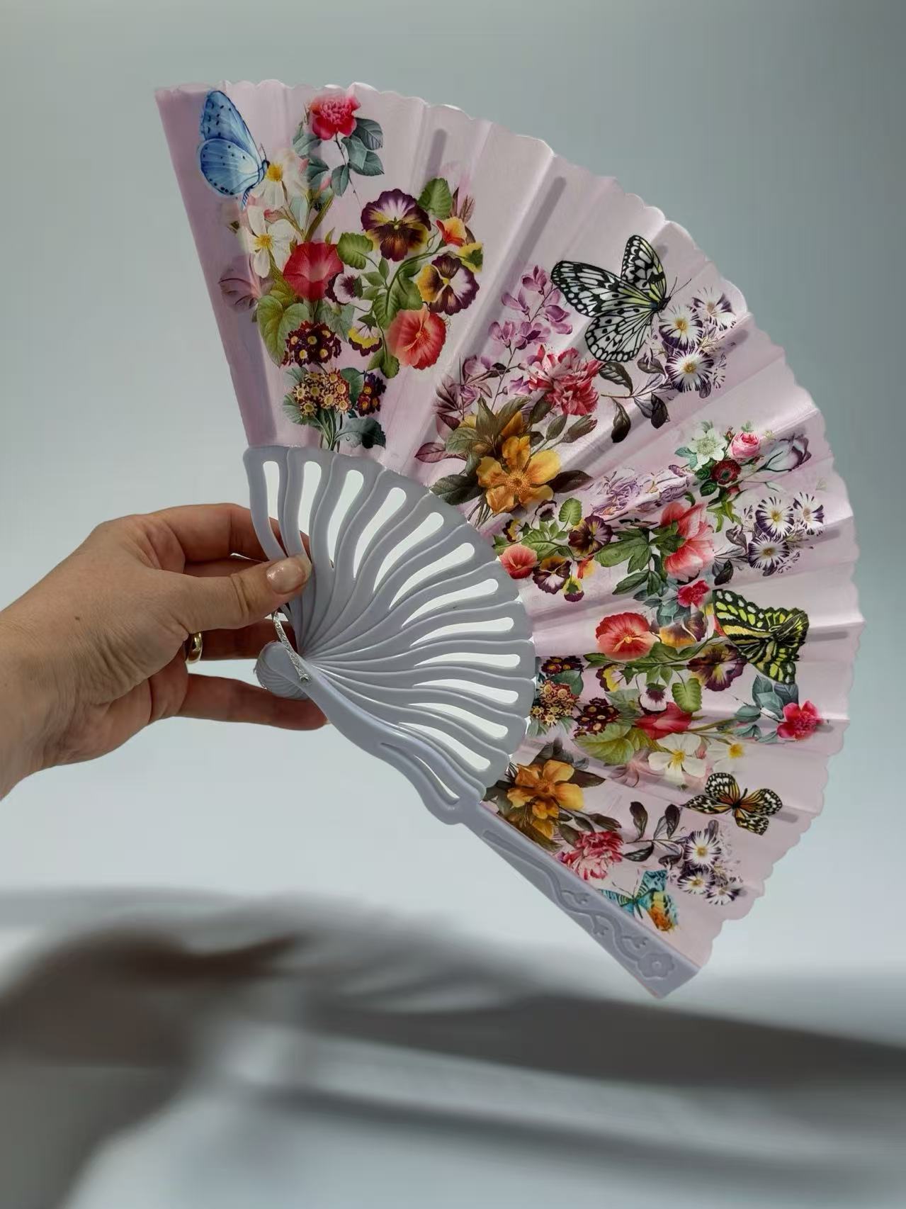 Elegant Floral and Butterfly Hand Fans