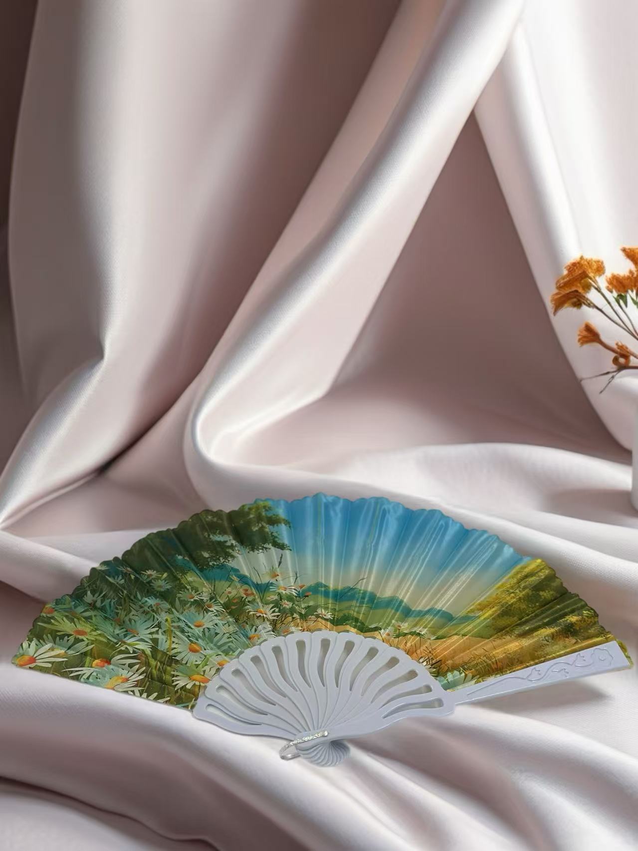 Scenic Nature and Floral Hand Fans