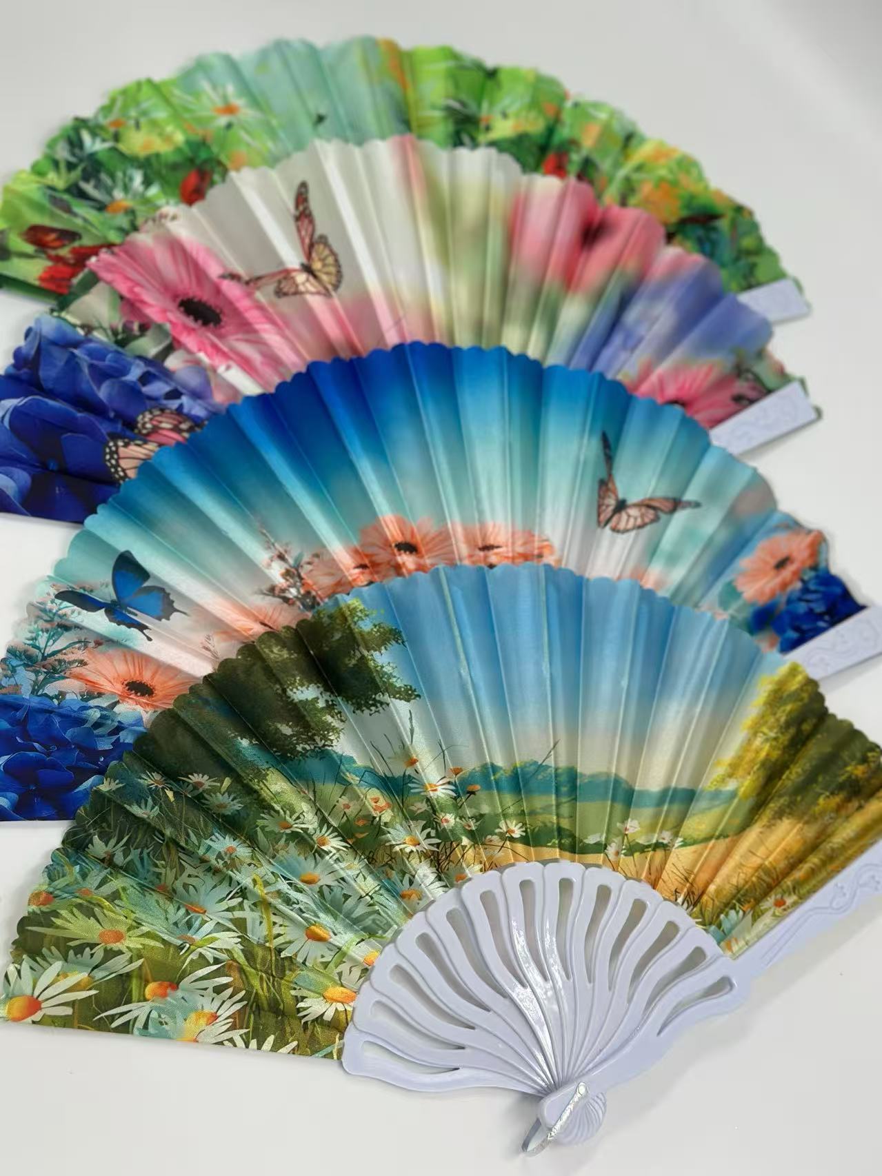 Scenic Nature and Floral Hand Fans